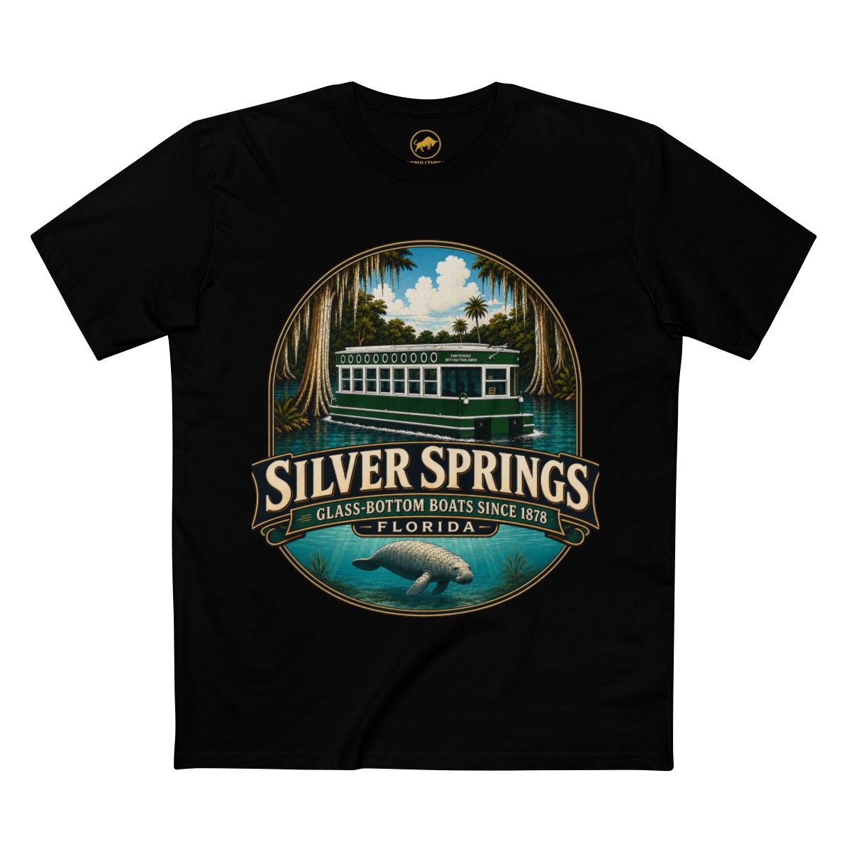 Silver Springs Florida Shirt, Vintage Glass-Bottom Boat Graphic Tee, Manatee State Park Travel Souvenir and Florida Gift.