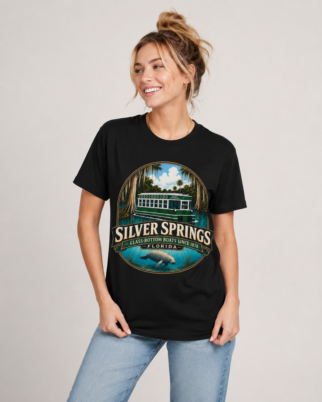 Silver Springs Florida Shirt, Vintage Glass-Bottom Boat Graphic Tee, Manatee State Park Travel Souvenir and Florida Gift.