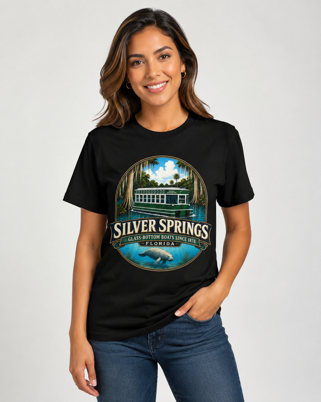 Silver Springs Florida Shirt, Vintage Glass-Bottom Boat Graphic Tee, Manatee State Park Travel Souvenir and Florida Gift.
