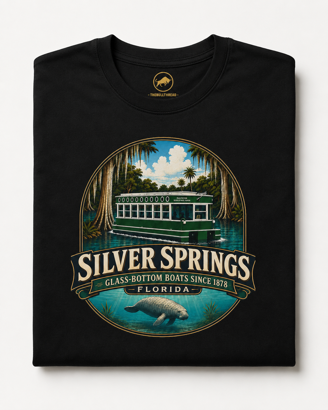 Silver Springs Florida Shirt, Vintage Glass-Bottom Boat Graphic Tee, Manatee State Park Travel Souvenir and Florida Gift.
