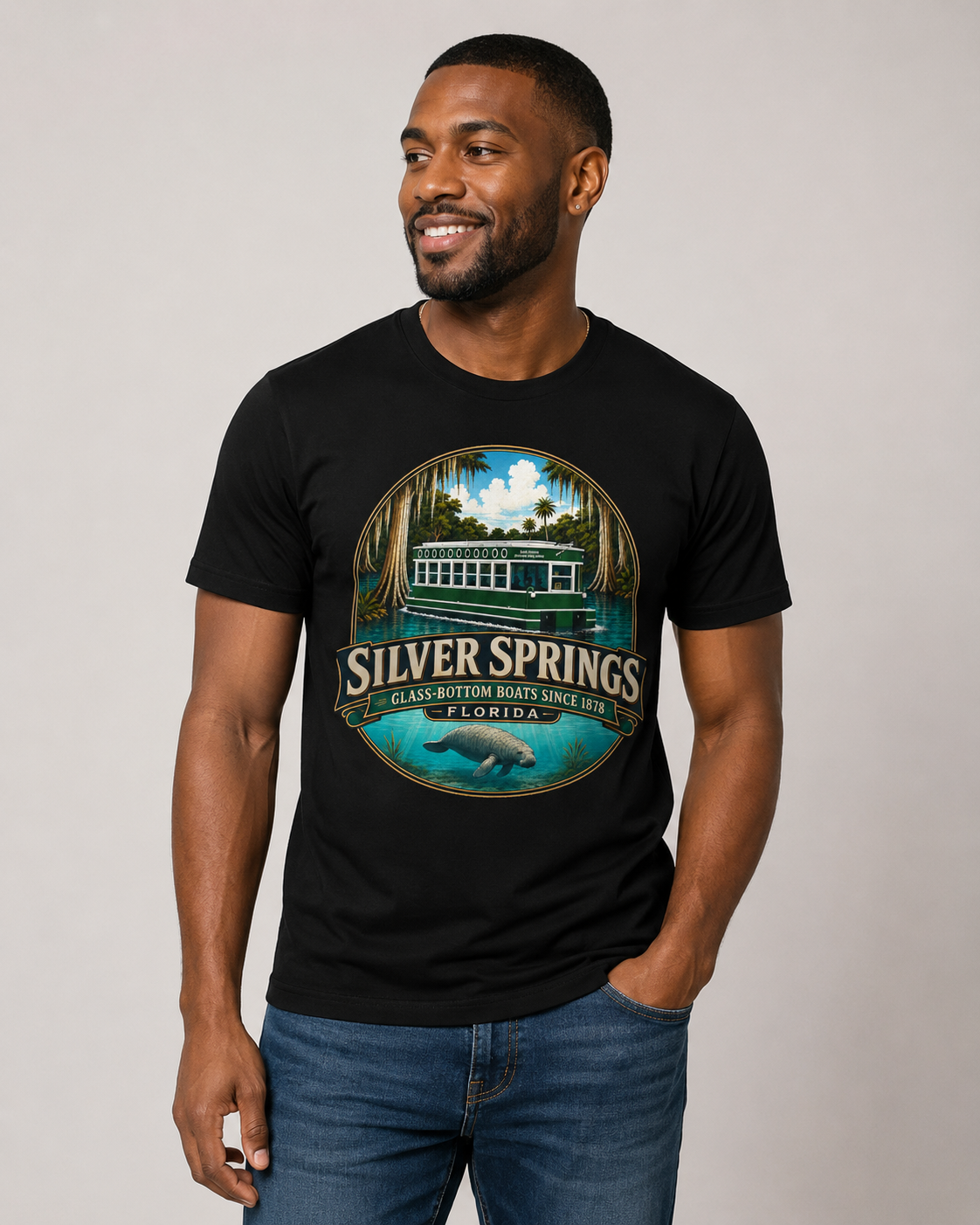 Silver Springs Florida Shirt, Vintage Glass-Bottom Boat Graphic Tee, Manatee State Park Travel Souvenir and Florida Gift.