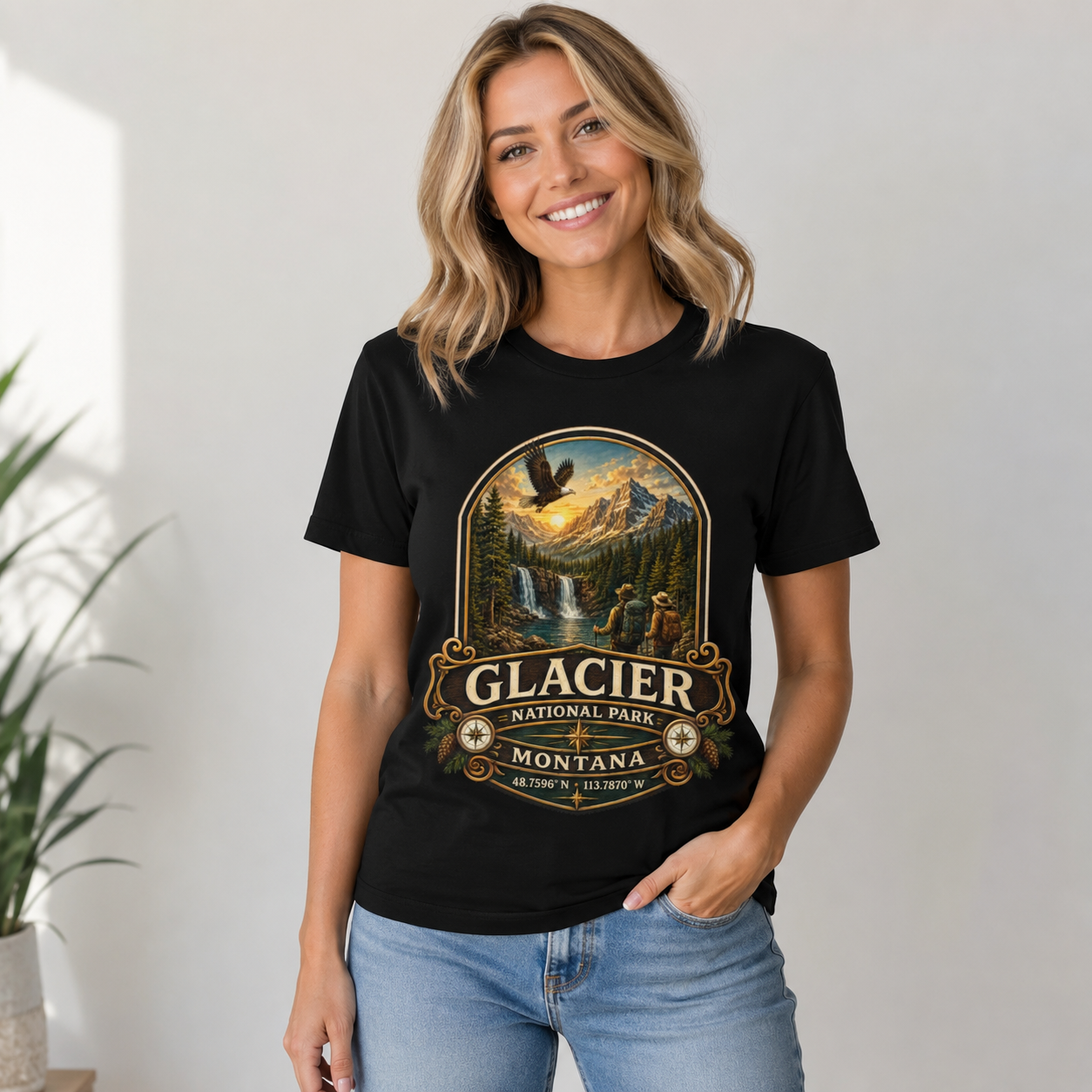 Glacier National Park Shirt, Montana Hiking Tee, Vintage Mountain Adventure T-Shirt, National Park Gift, Outdoor Travel Shirt.