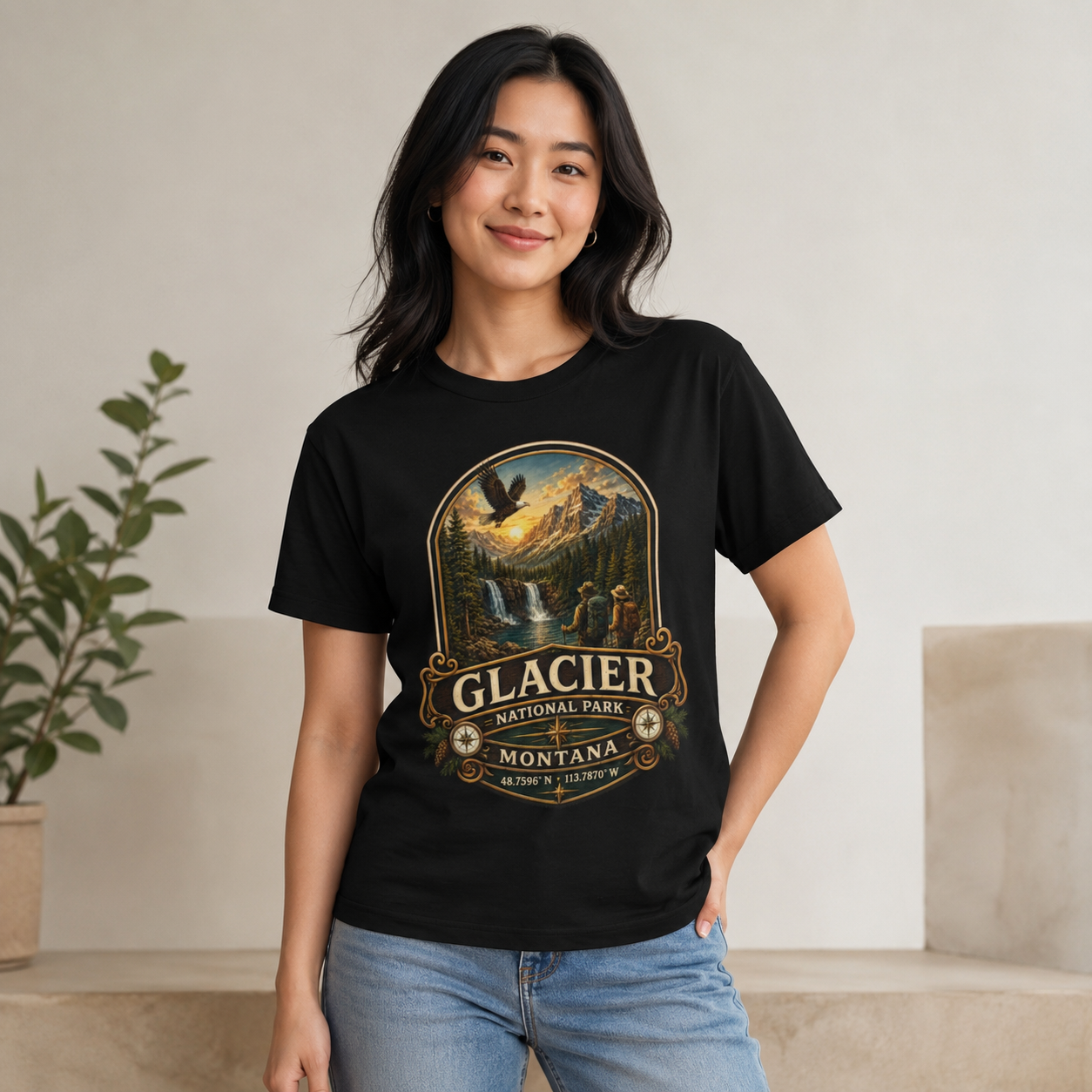 Glacier National Park Shirt, Montana Hiking Tee, Vintage Mountain Adventure T-Shirt, National Park Gift, Outdoor Travel Shirt.