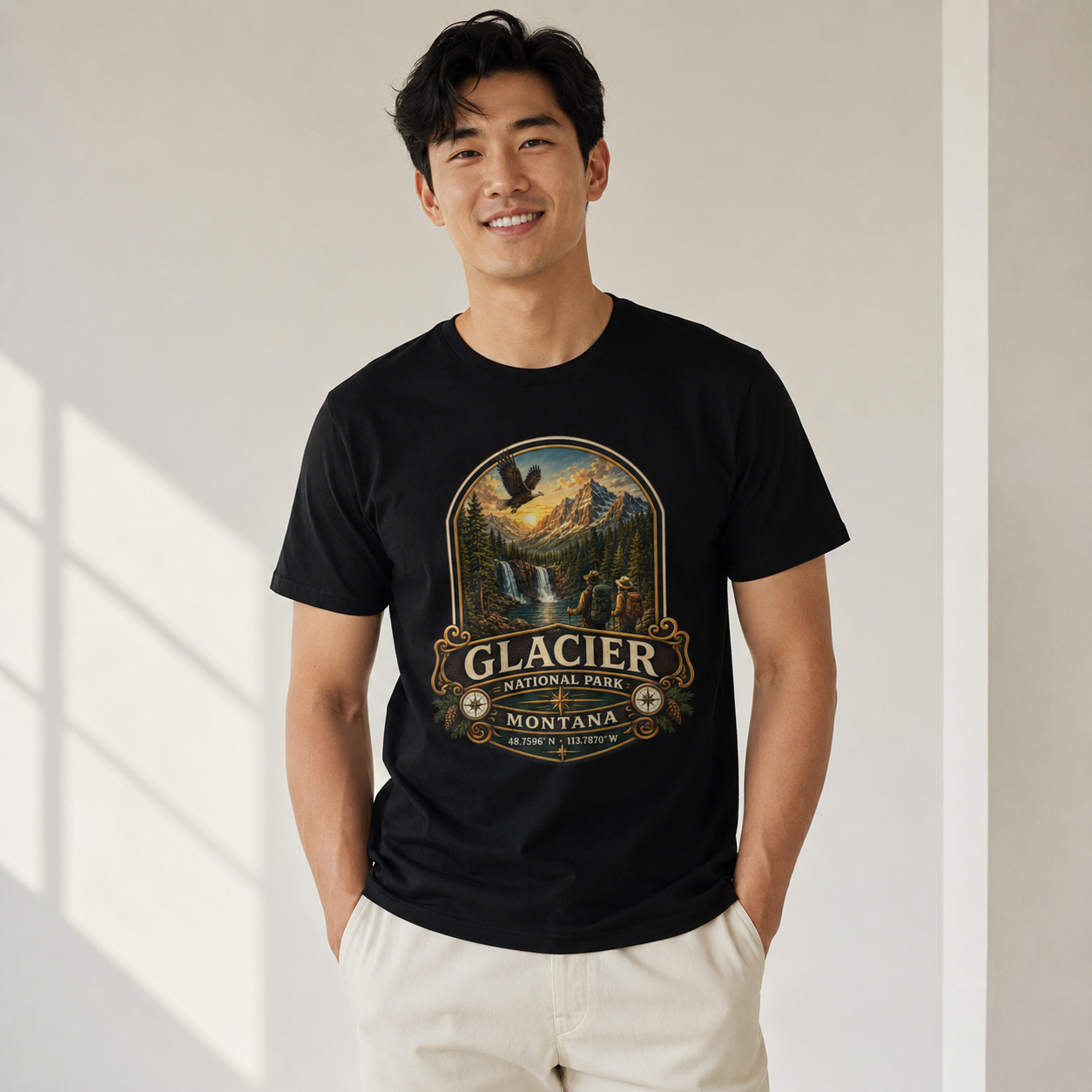 Glacier National Park Shirt, Montana Hiking Tee, Vintage Mountain Adventure T-Shirt, National Park Gift, Outdoor Travel Shirt.