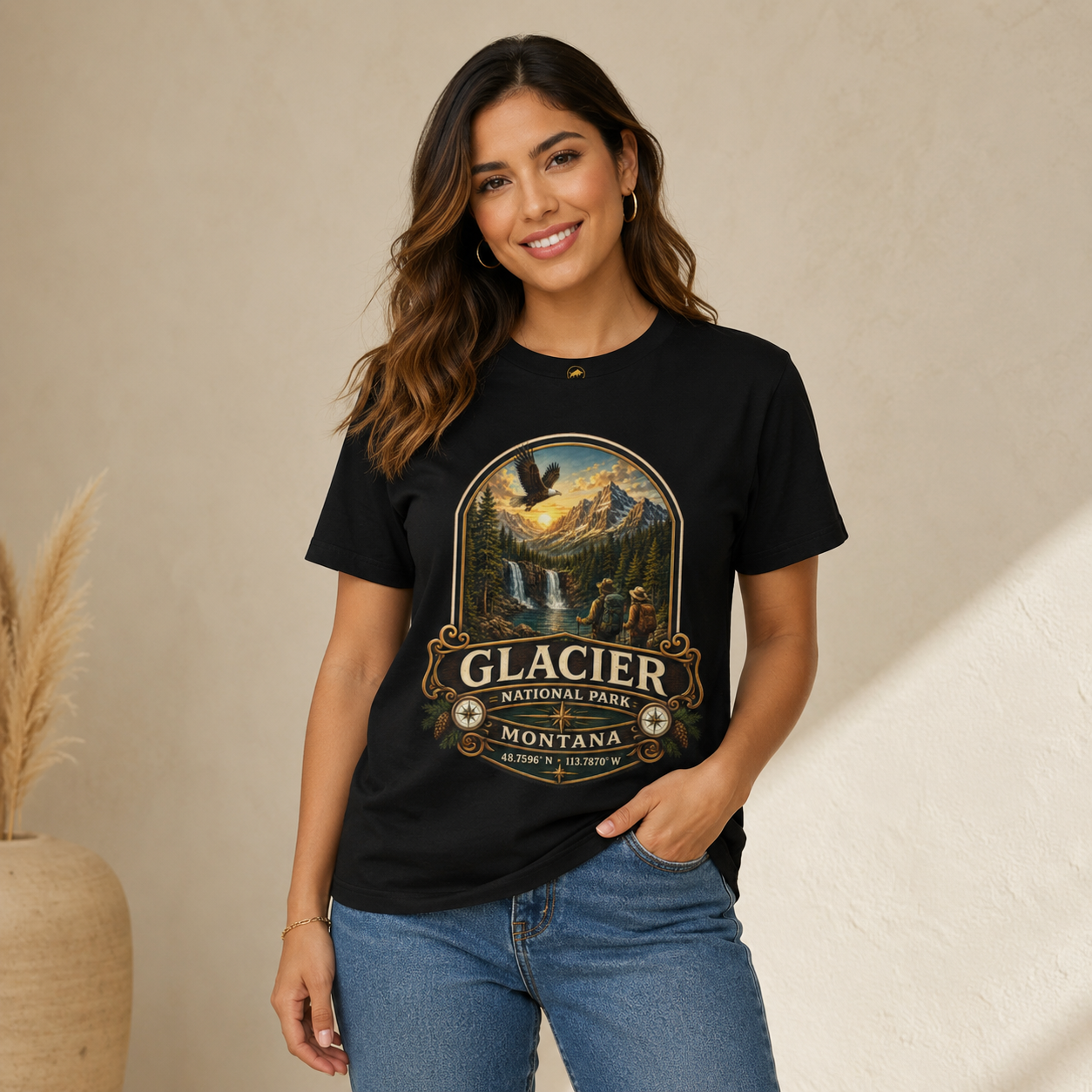 Glacier National Park Shirt, Montana Hiking Tee, Vintage Mountain Adventure T-Shirt, National Park Gift, Outdoor Travel Shirt.