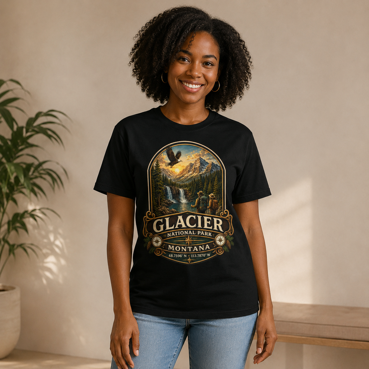 Glacier National Park Shirt, Montana Hiking Tee, Vintage Mountain Adventure T-Shirt, National Park Gift, Outdoor Travel Shirt.