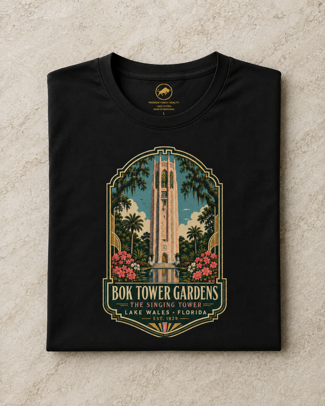 Bok Tower Gardens Shirt, The Singing Tower Tee, Lake Wales Florida T Shirt, Vintage Florida Landmark Gift, AS Colour 5001.