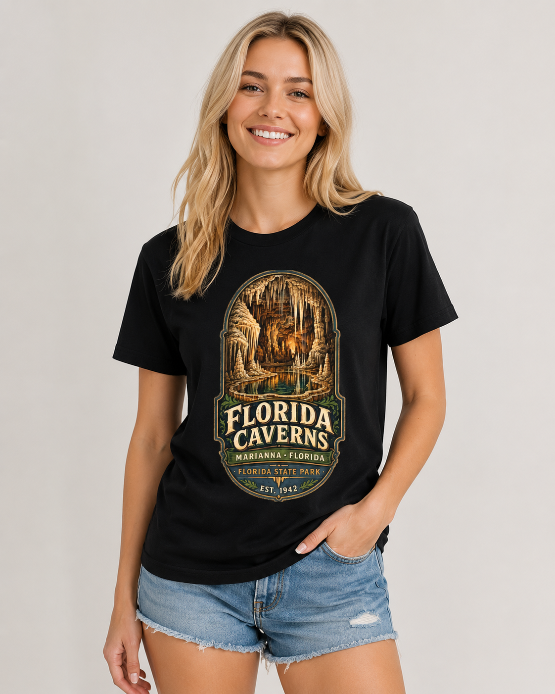 Florida Caverns State Park Shirt, Marianna Florida Cave Tee, Vintage Travel Graphic, Premium AS Colour 5001 Souvenir Gift.