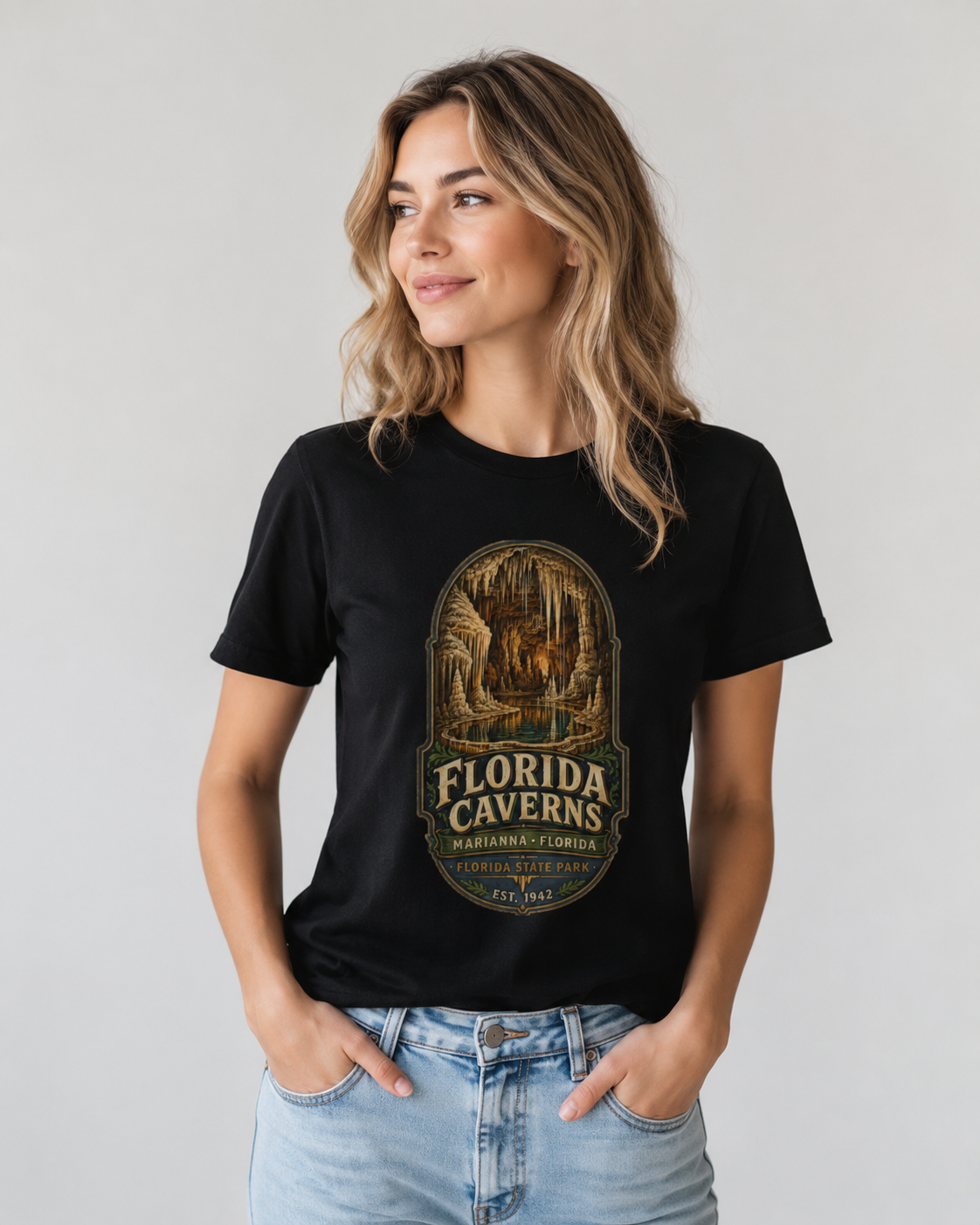 Florida Caverns State Park Shirt, Marianna Florida Cave Tee, Vintage Travel Graphic, Premium AS Colour 5001 Souvenir Gift.