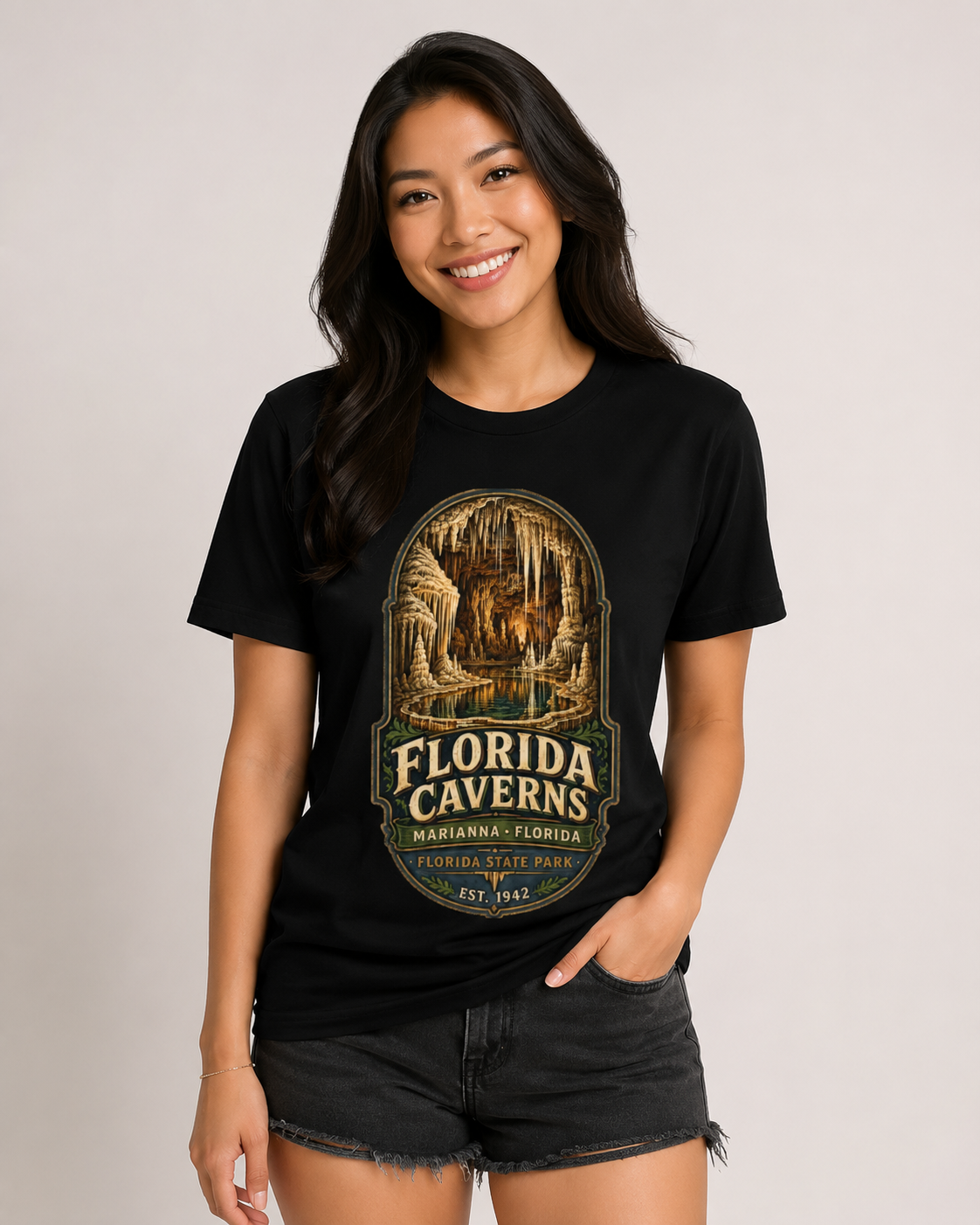Florida Caverns State Park Shirt, Marianna Florida Cave Tee, Vintage Travel Graphic, Premium AS Colour 5001 Souvenir Gift.