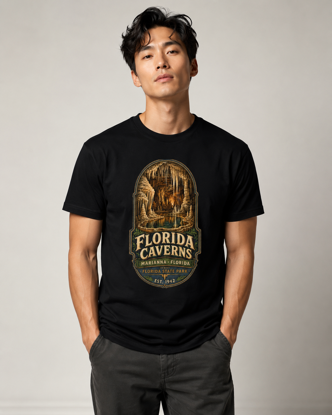 Florida Caverns State Park Shirt, Marianna Florida Cave Tee, Vintage Travel Graphic, Premium AS Colour 5001 Souvenir Gift.