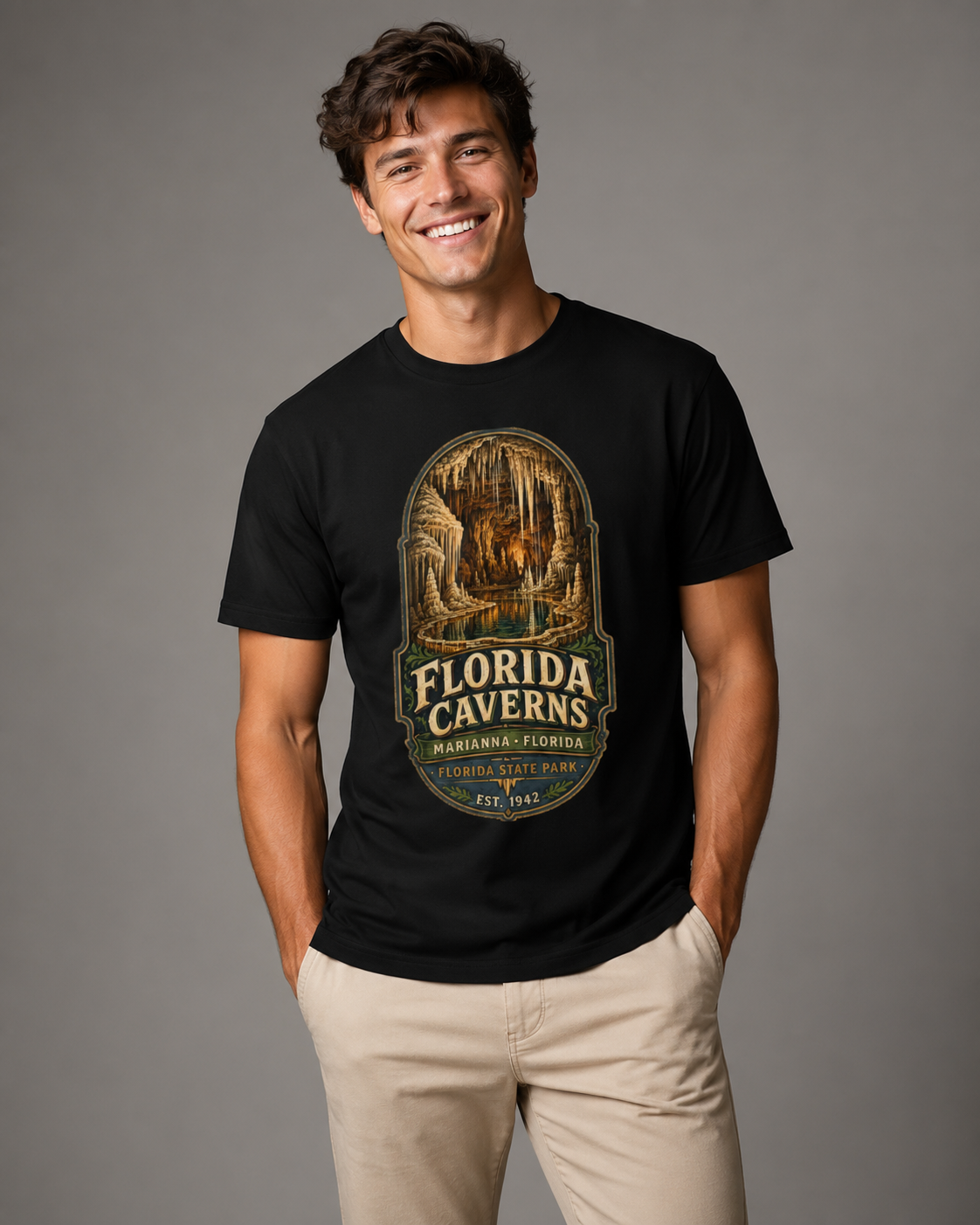 Florida Caverns State Park Shirt, Marianna Florida Cave Tee, Vintage Travel Graphic, Premium AS Colour 5001 Souvenir Gift.
