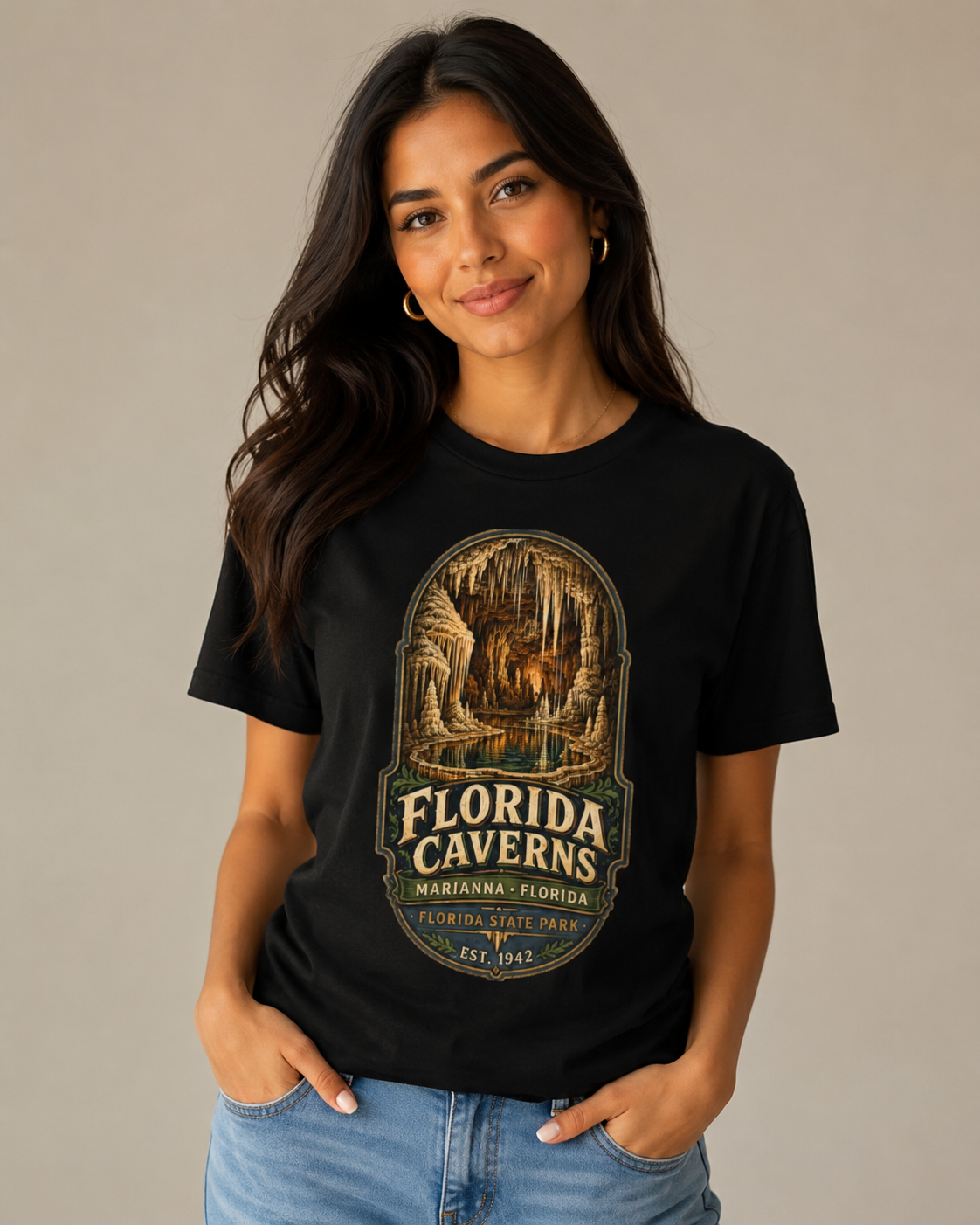 Florida Caverns State Park Shirt, Marianna Florida Cave Tee, Vintage Travel Graphic, Premium AS Colour 5001 Souvenir Gift.