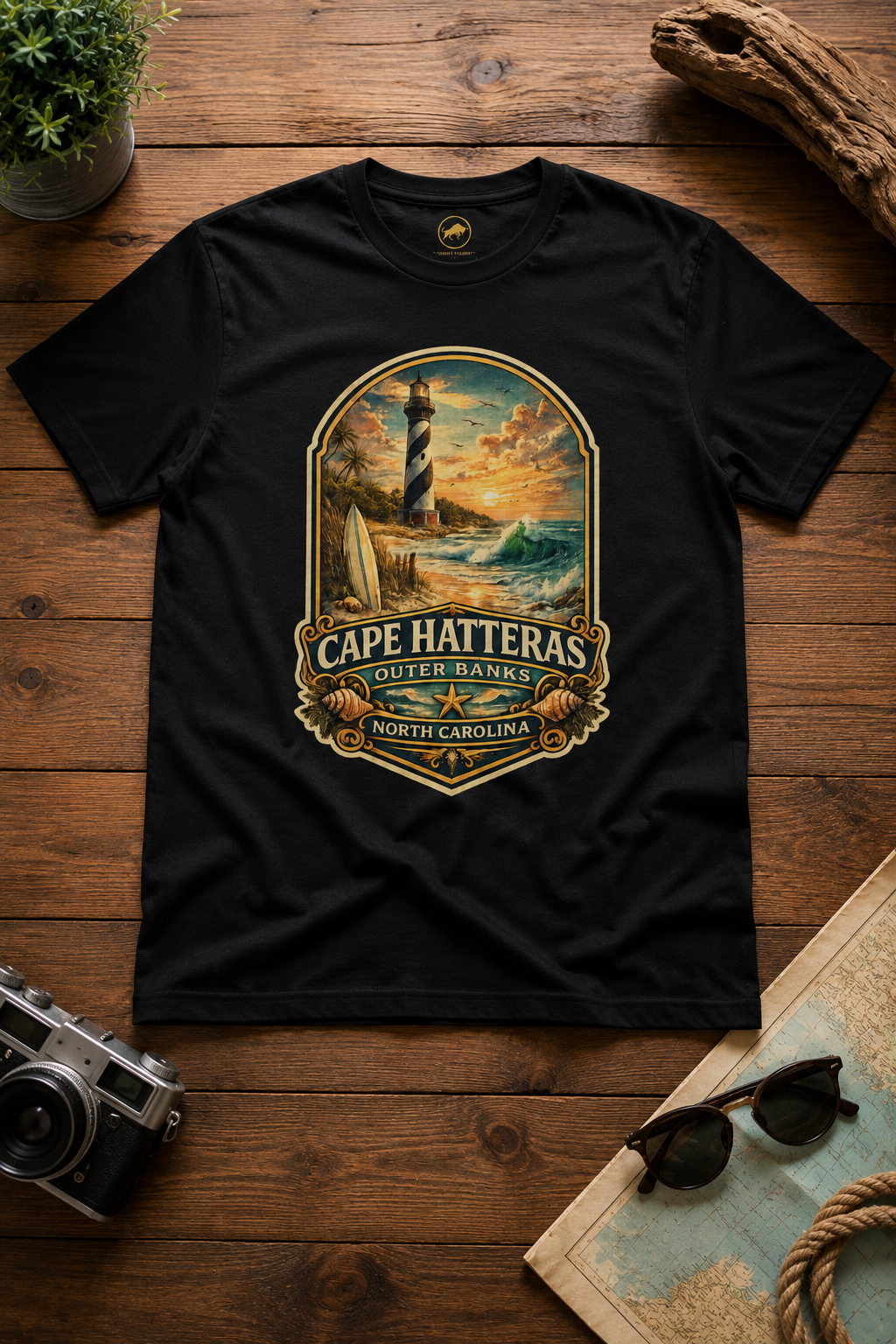 Cape Hatteras Shirt, Outer Banks Lighthouse Tee, Premium North Carolina Coastal T-Shirt.