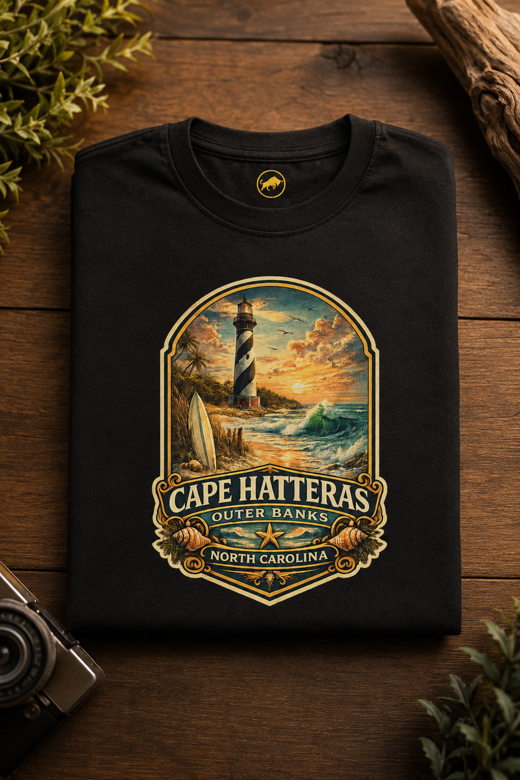 Cape Hatteras Shirt, Outer Banks Lighthouse Tee, Premium North Carolina Coastal T-Shirt.
