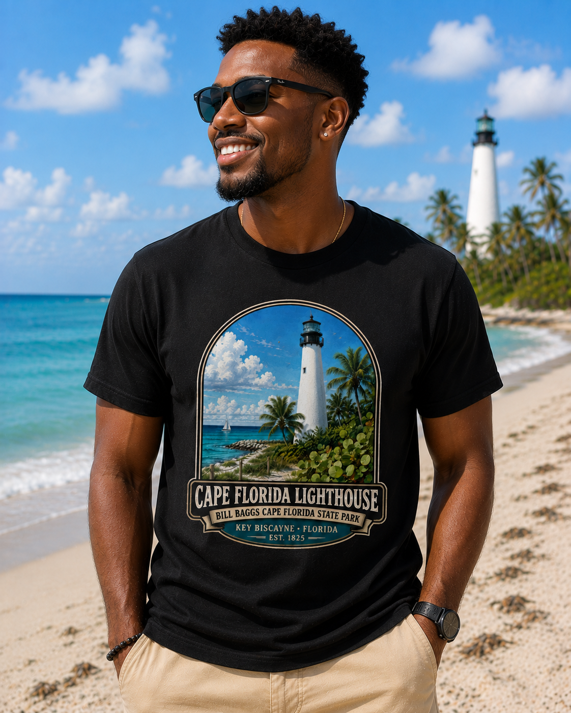 Cape Florida Lighthouse Shirt, Key Biscayne Florida Tee, Bill Baggs State Park Shirt, Vintage Coastal Lighthouse Gift.