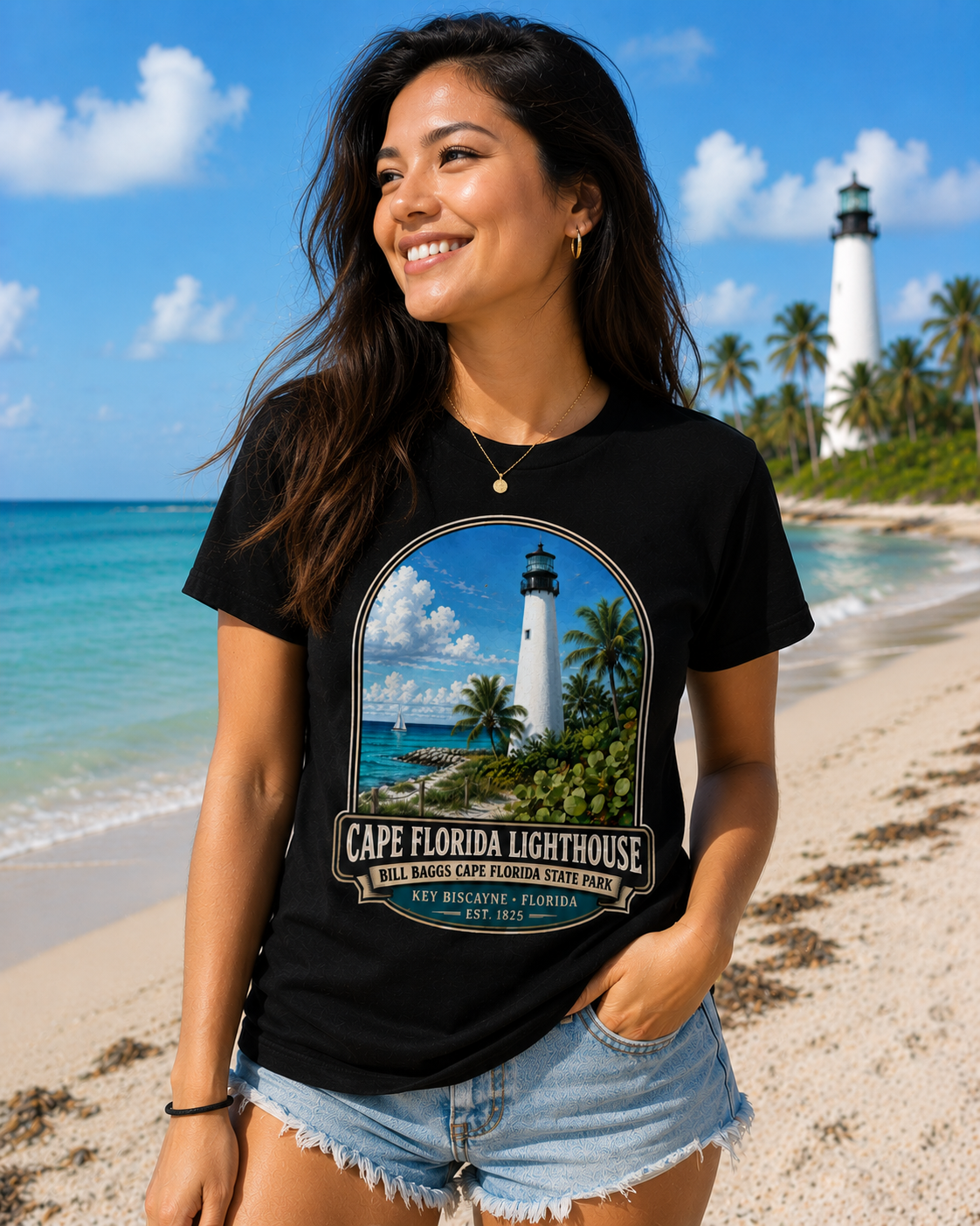 Cape Florida Lighthouse Shirt, Key Biscayne Florida Tee, Bill Baggs State Park Shirt, Vintage Coastal Lighthouse Gift.