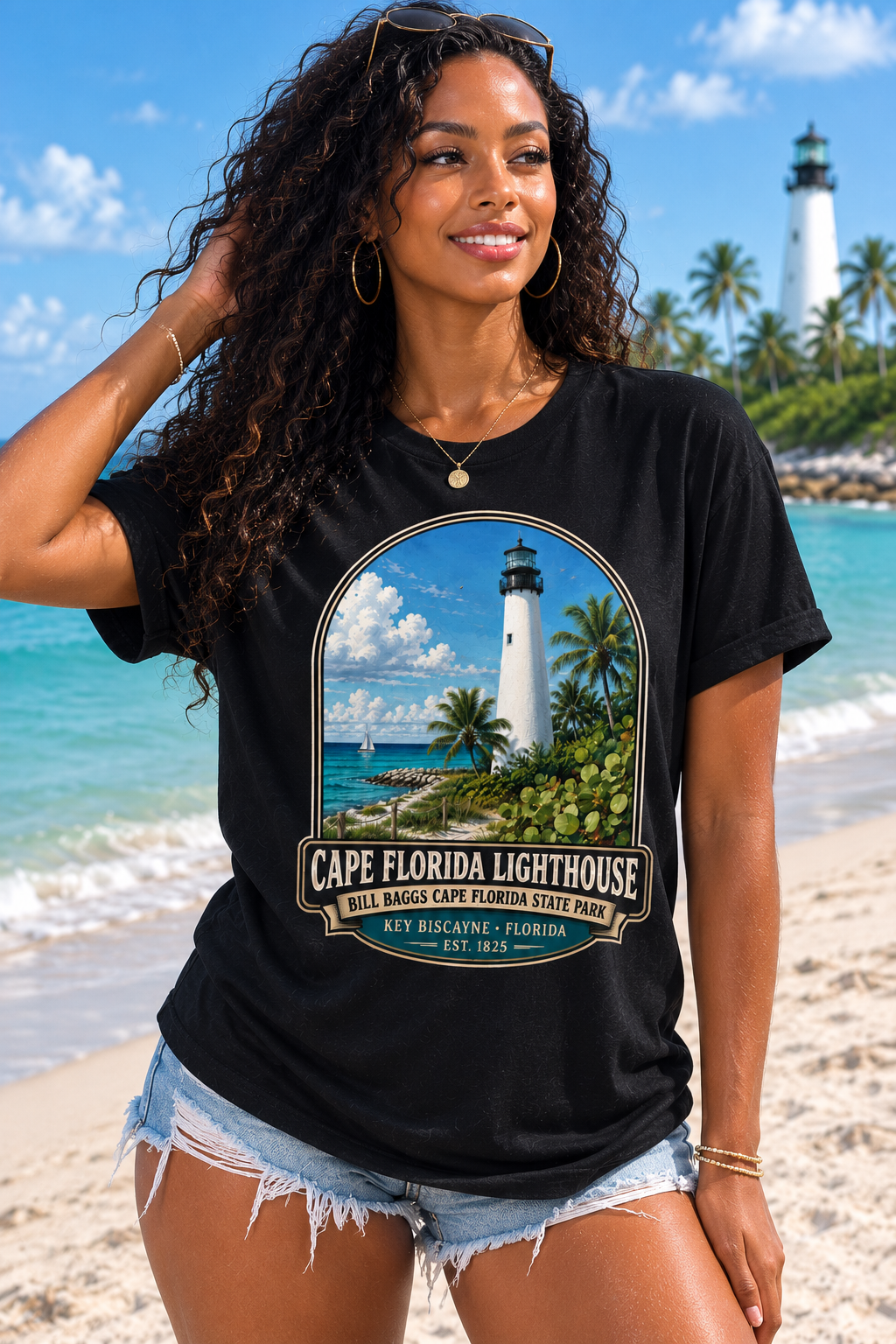 Cape Florida Lighthouse Shirt, Key Biscayne Florida Tee, Bill Baggs State Park Shirt, Vintage Coastal Lighthouse Gift.