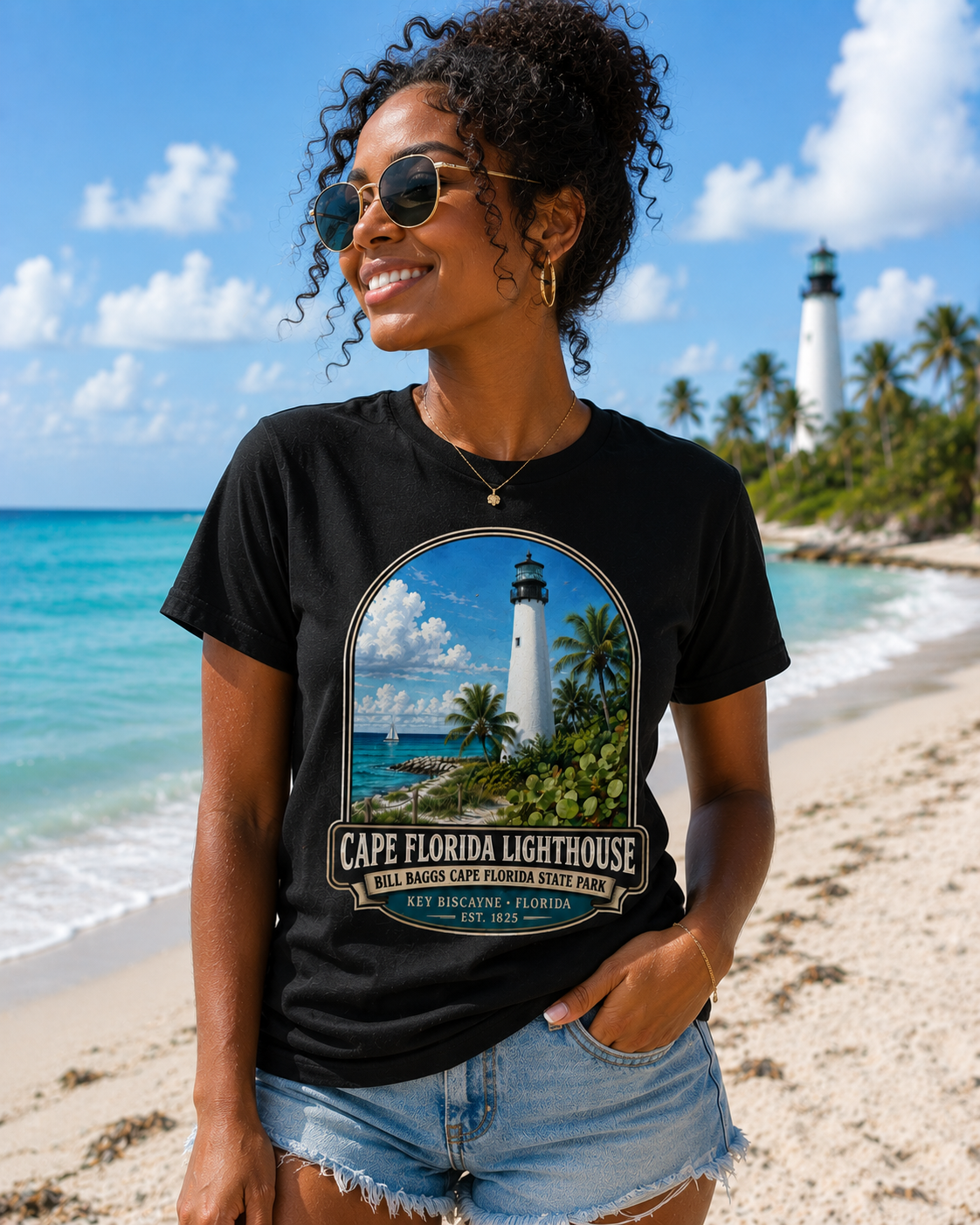 Cape Florida Lighthouse Shirt, Key Biscayne Florida Tee, Bill Baggs State Park Shirt, Vintage Coastal Lighthouse Gift.