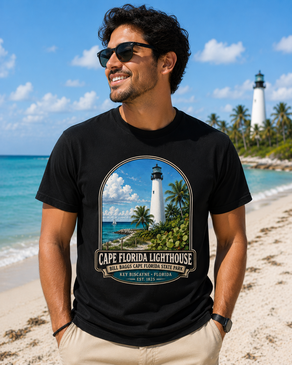 Cape Florida Lighthouse Shirt, Key Biscayne Florida Tee, Bill Baggs State Park Shirt, Vintage Coastal Lighthouse Gift.