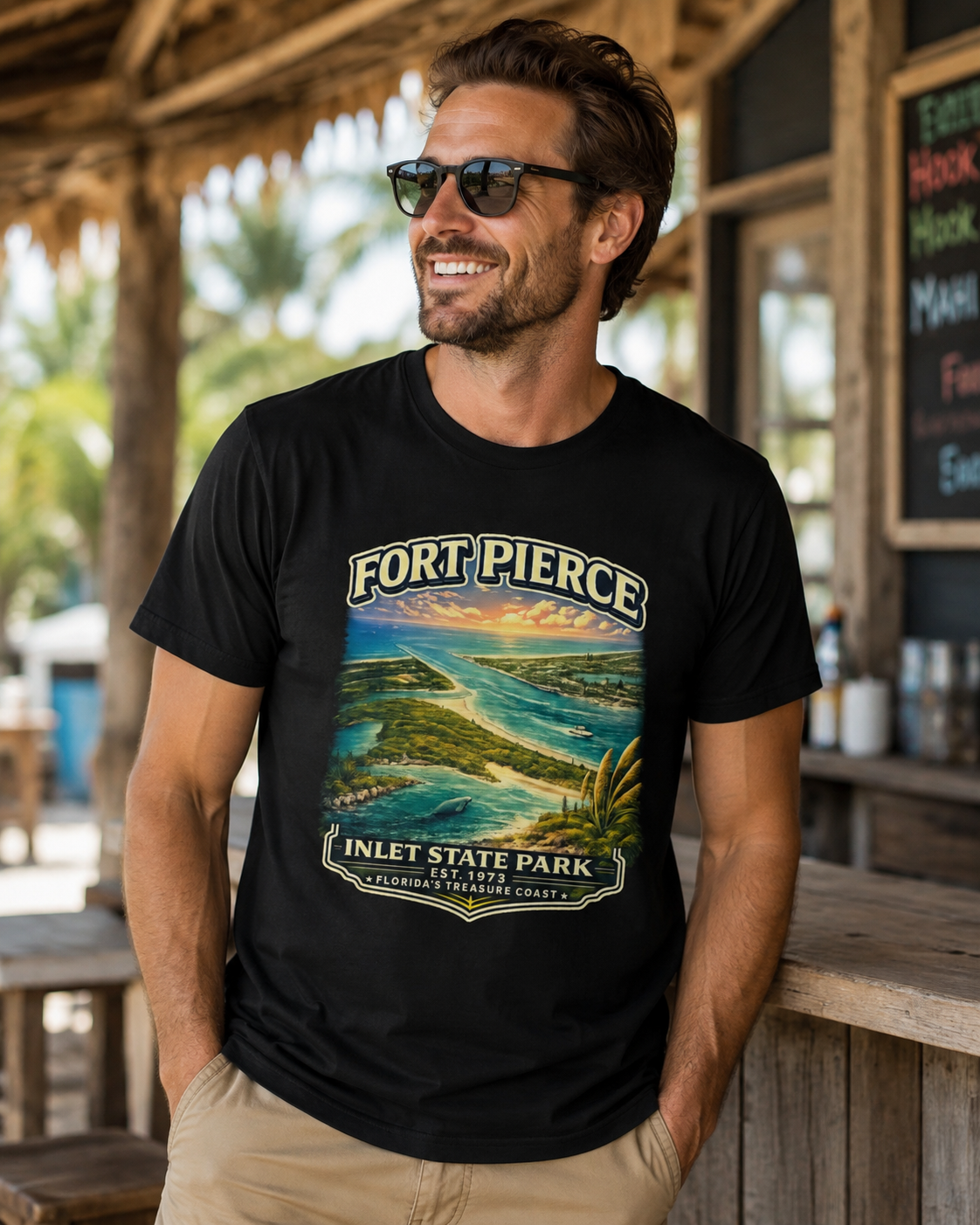 Fort Pierce Inlet State Park Shirt, Florida Coastal Graphic Tee, Treasure Coast Vintage T-Shirt, Ocean Fishing Beach Gift.