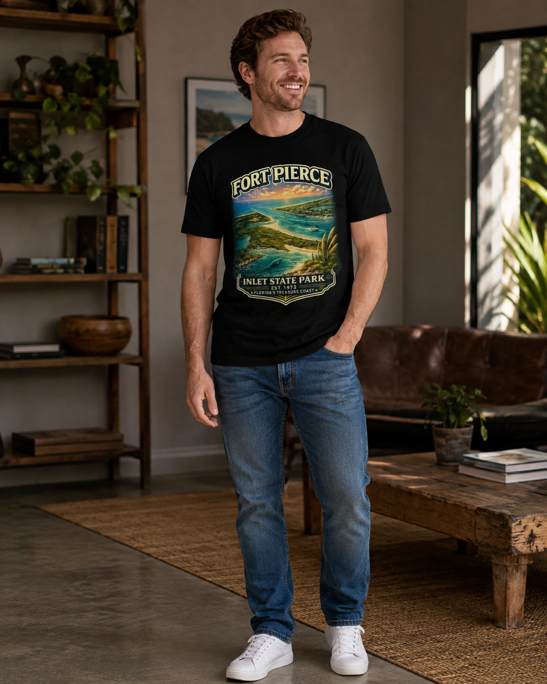 Fort Pierce Inlet State Park Shirt, Florida Coastal Graphic Tee, Treasure Coast Vintage T-Shirt, Ocean Fishing Beach Gift.