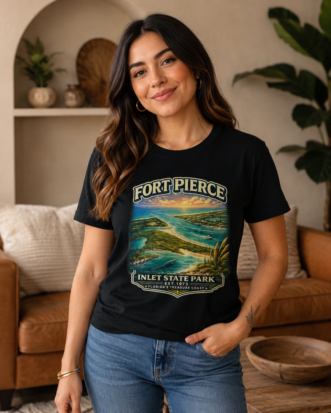 Fort Pierce Inlet State Park Shirt, Florida Coastal Graphic Tee, Treasure Coast Vintage T-Shirt, Ocean Fishing Beach Gift.