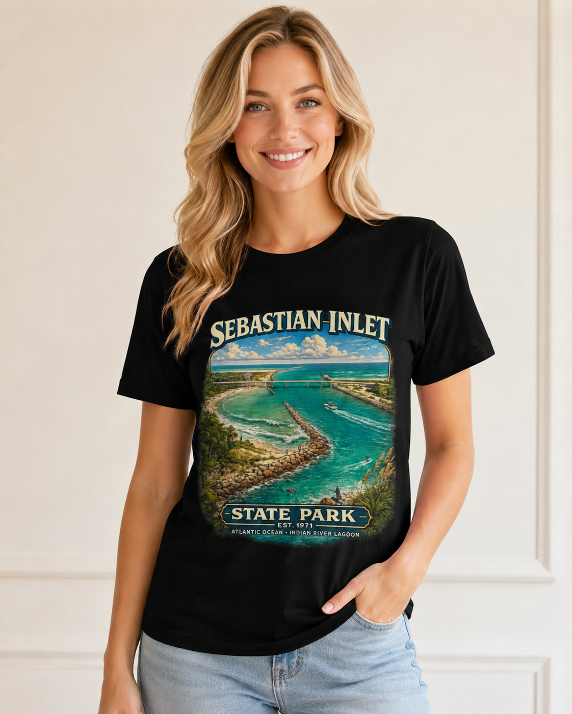 Sebastian Inlet State Park Shirt, Vintage Florida Coastal Tee, Surfing Fishing Beach T-Shirt, Atlantic Ocean Travel Gift.