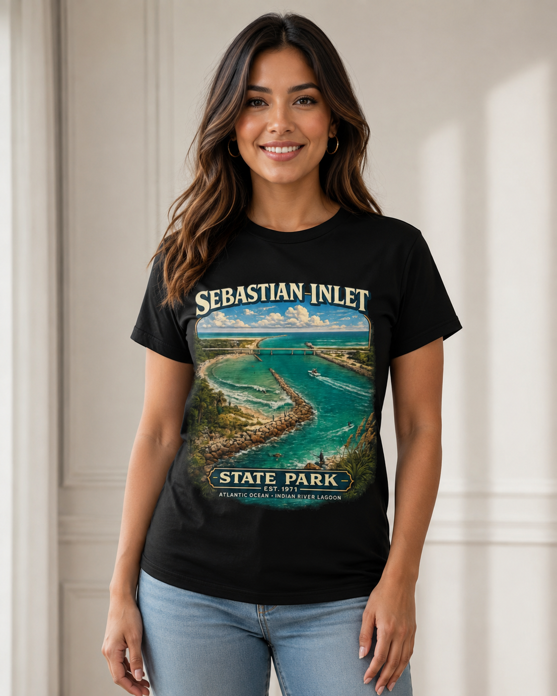 Sebastian Inlet State Park Shirt, Vintage Florida Coastal Tee, Surfing Fishing Beach T-Shirt, Atlantic Ocean Travel Gift.