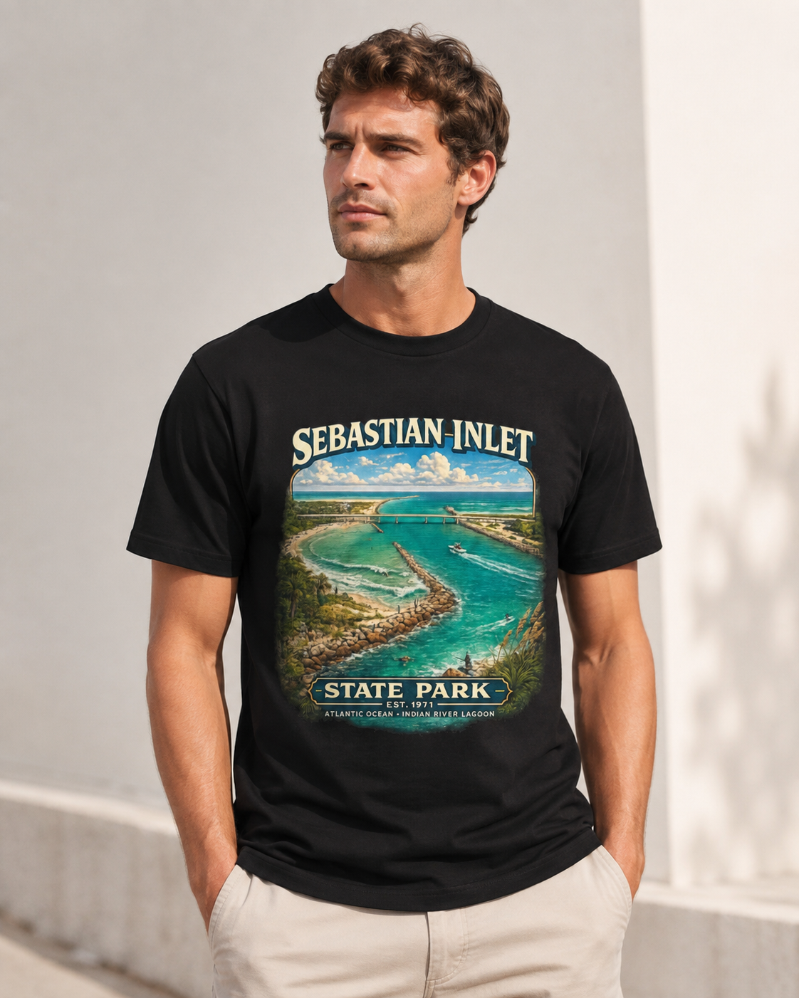 Sebastian Inlet State Park Shirt, Vintage Florida Coastal Tee, Surfing Fishing Beach T-Shirt, Atlantic Ocean Travel Gift.