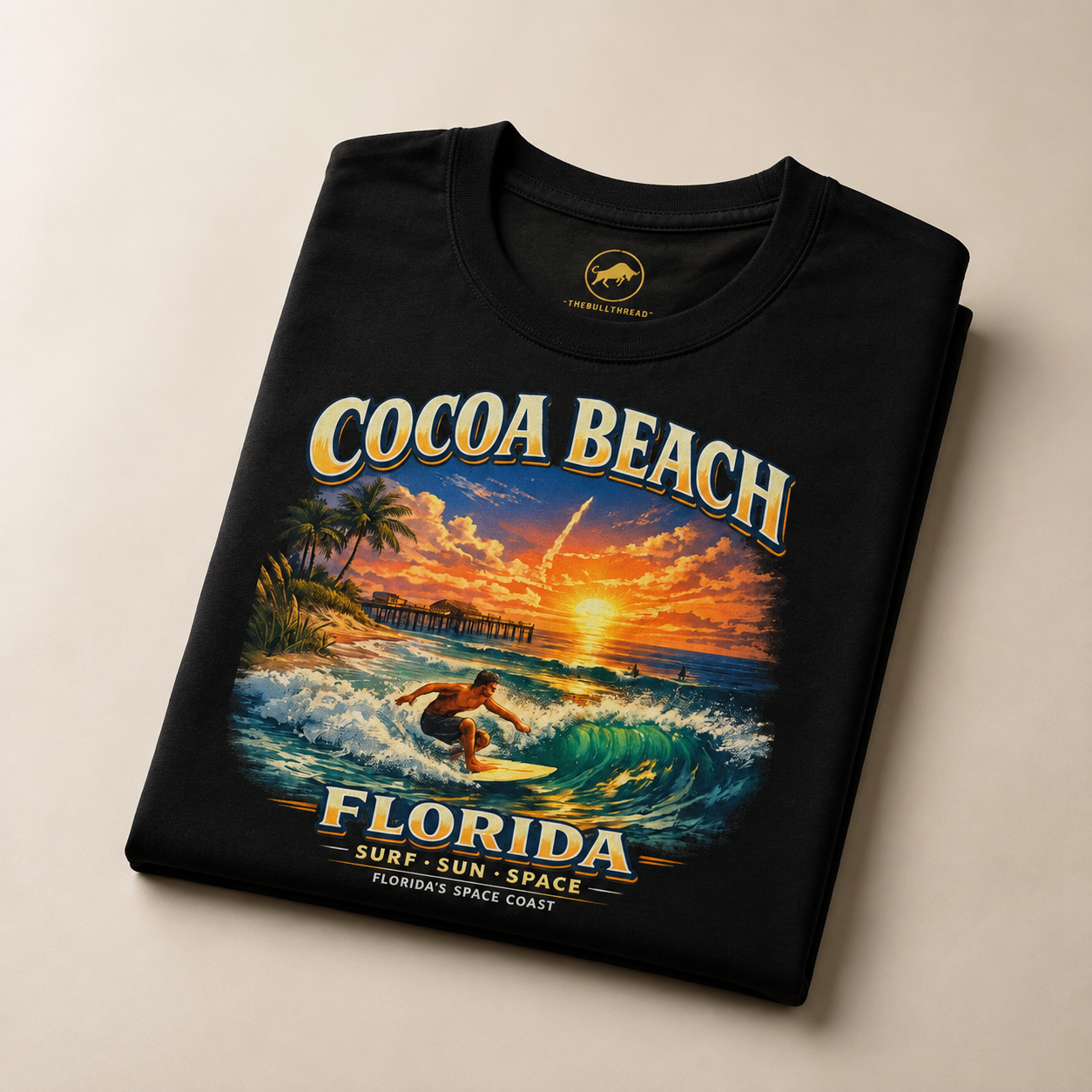 Cocoa Beach Florida Shirt, Vintage Surfing T-Shirt, Space Coast Rocket Launch Tee, Beach Vacation Gift, Florida Surfer Graphic Tee.