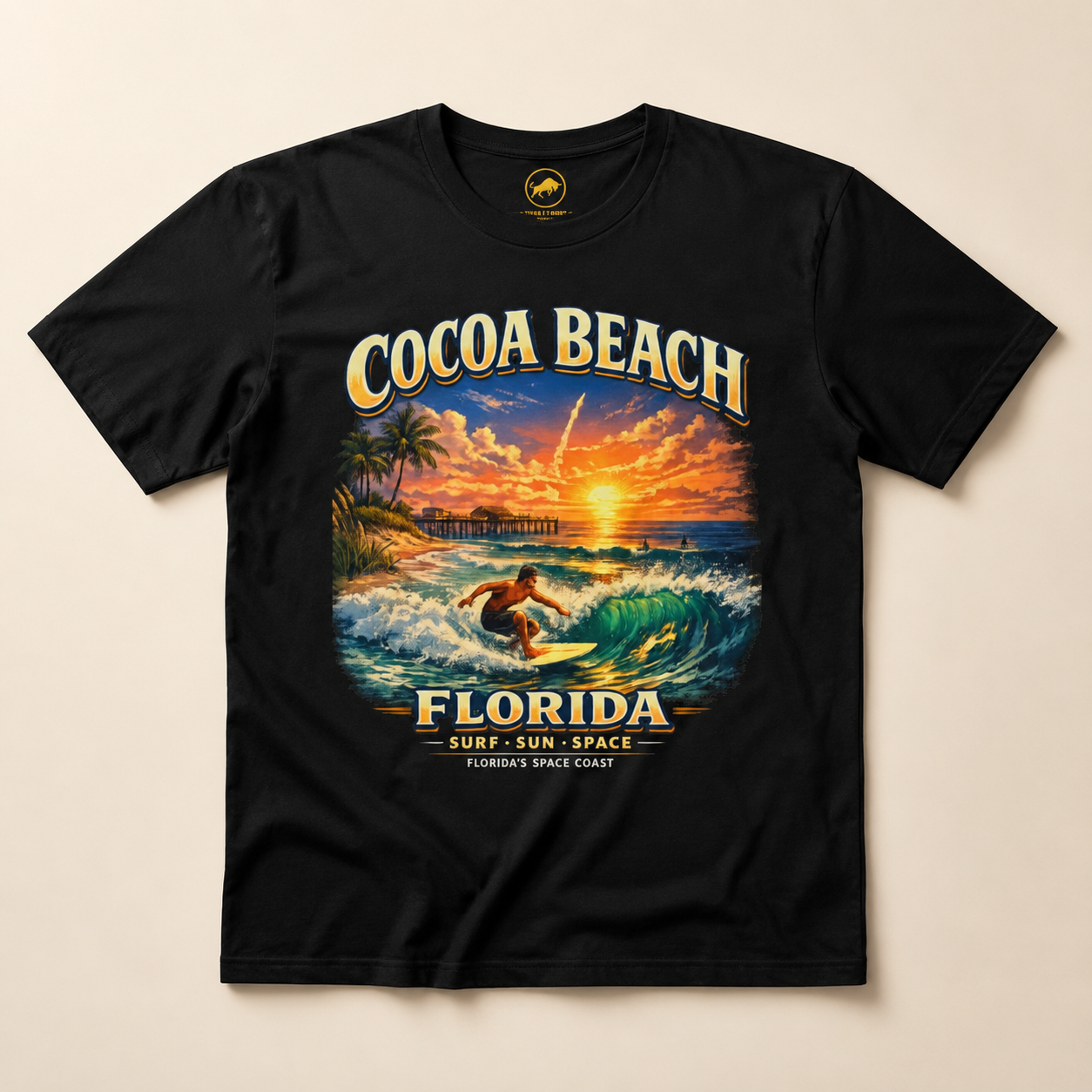 Cocoa Beach Florida Shirt, Vintage Surfing T-Shirt, Space Coast Rocket Launch Tee, Beach Vacation Gift, Florida Surfer Graphic Tee.