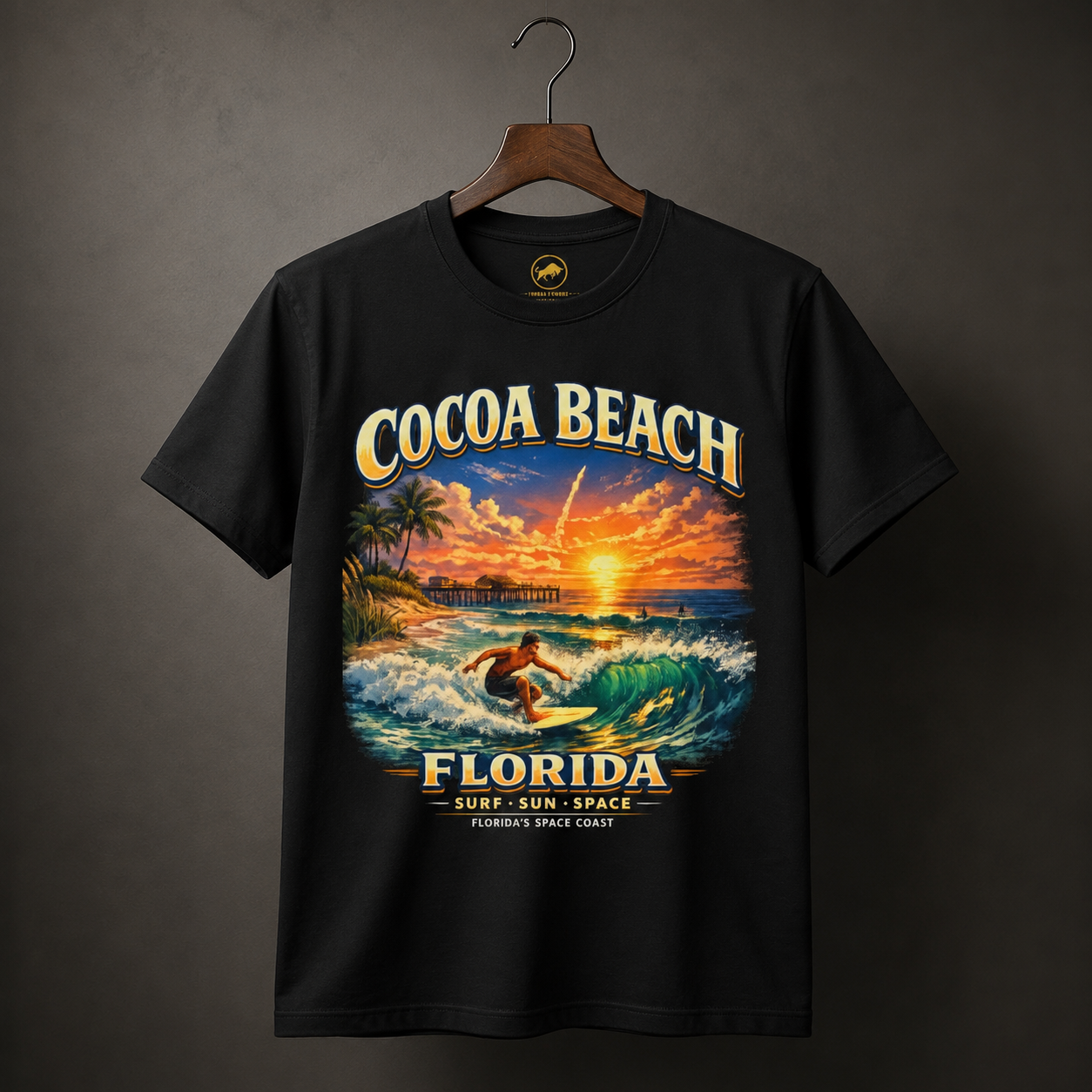 Cocoa Beach Florida Shirt, Vintage Surfing T-Shirt, Space Coast Rocket Launch Tee, Beach Vacation Gift, Florida Surfer Graphic Tee.