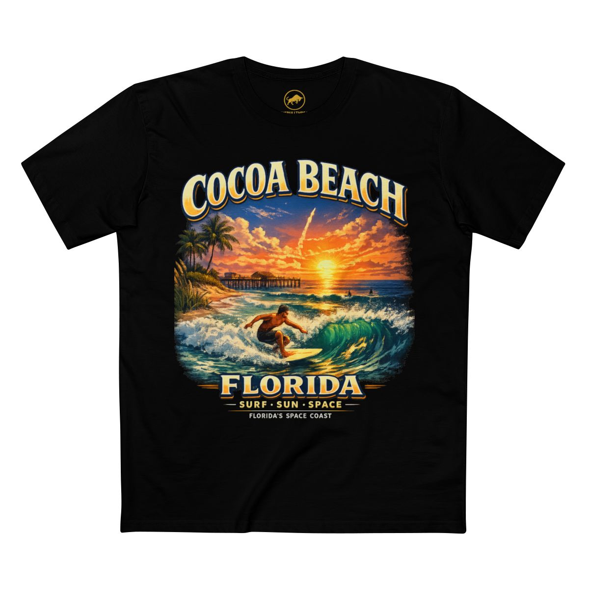 Cocoa Beach Florida Shirt, Vintage Surfing T-Shirt, Space Coast Rocket Launch Tee, Beach Vacation Gift, Florida Surfer Graphic Tee.