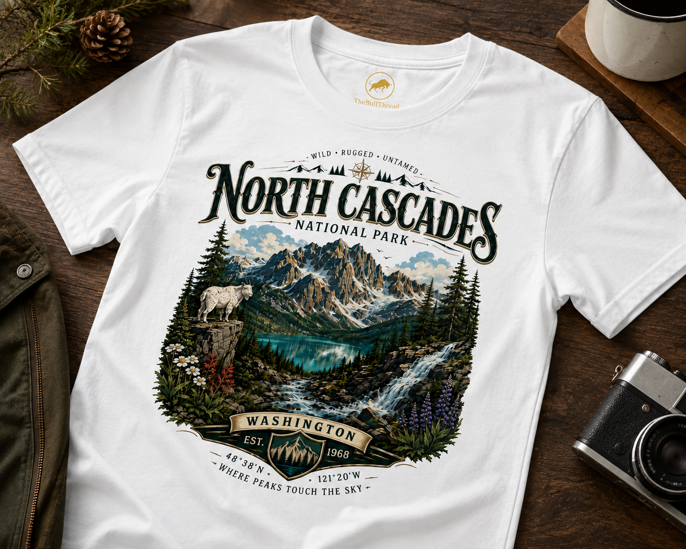North Cascades National Park Shirt, Washington Hiking T-Shirt, Mountain Landscape Tee, Pacific Northwest Gift, Adventure Graphic Tee.