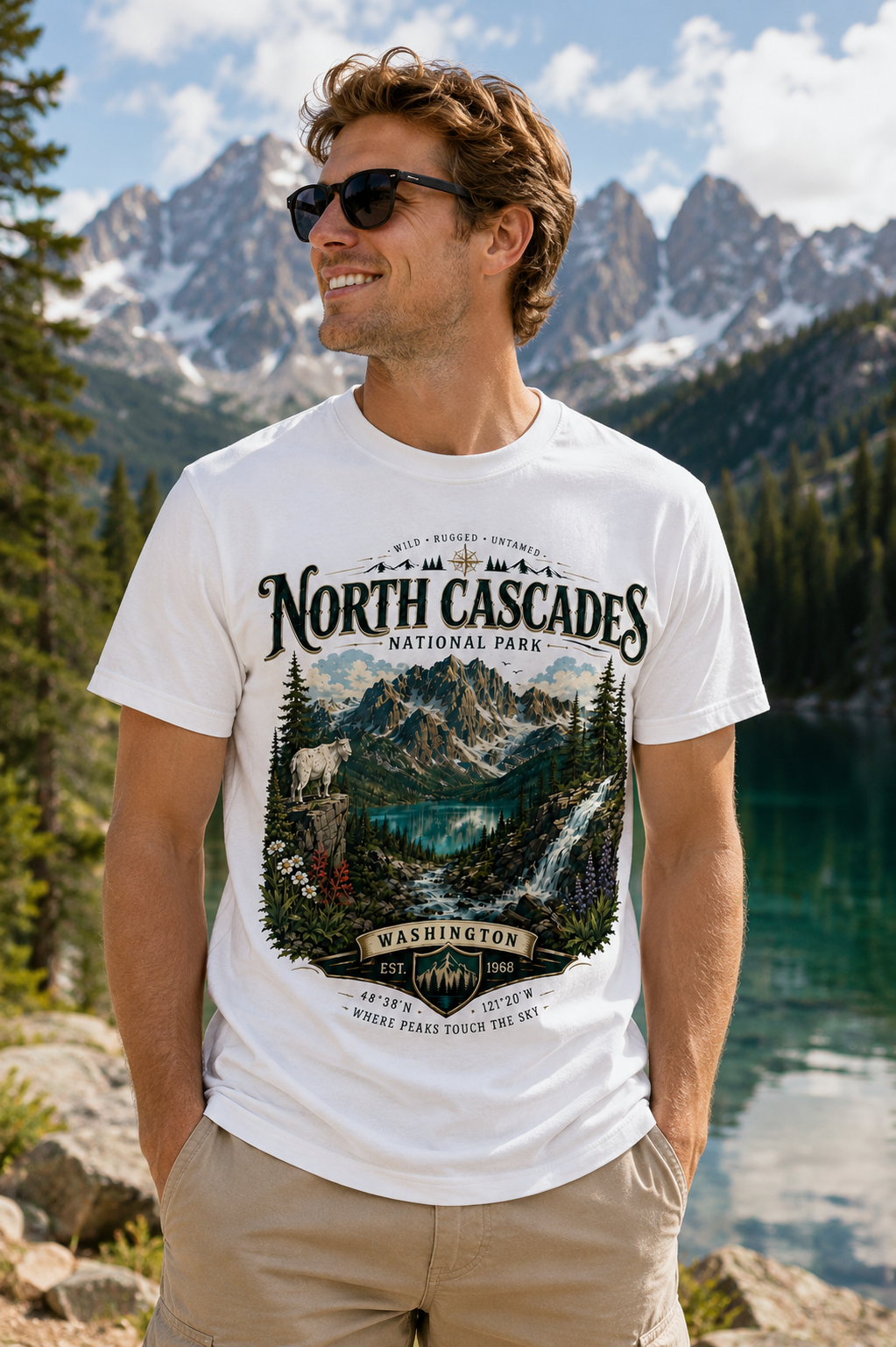 North Cascades National Park Shirt, Washington Hiking T-Shirt, Mountain Landscape Tee, Pacific Northwest Gift, Adventure Graphic Tee.