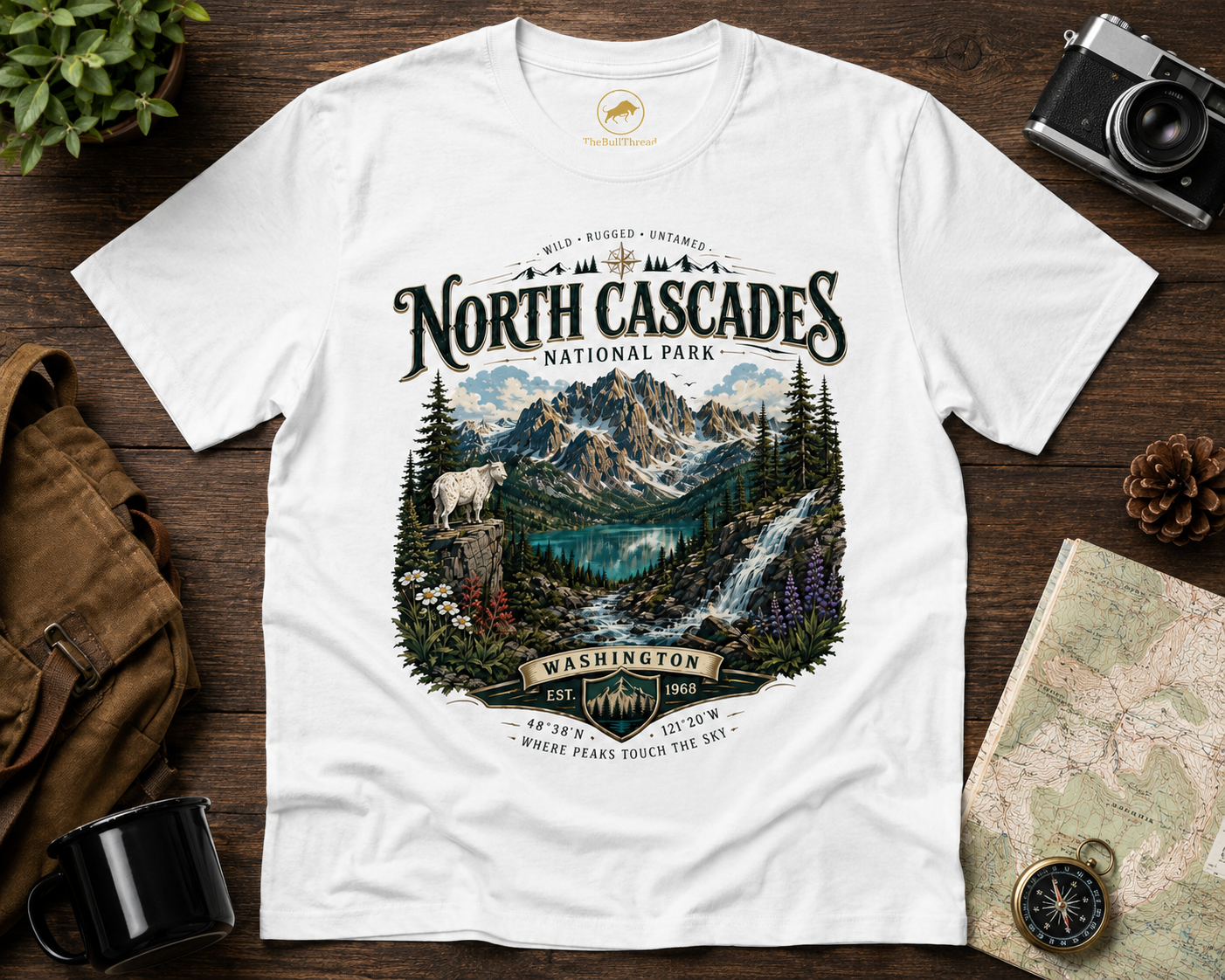 North Cascades National Park Shirt, Washington Hiking T-Shirt, Mountain Landscape Tee, Pacific Northwest Gift, Adventure Graphic Tee.