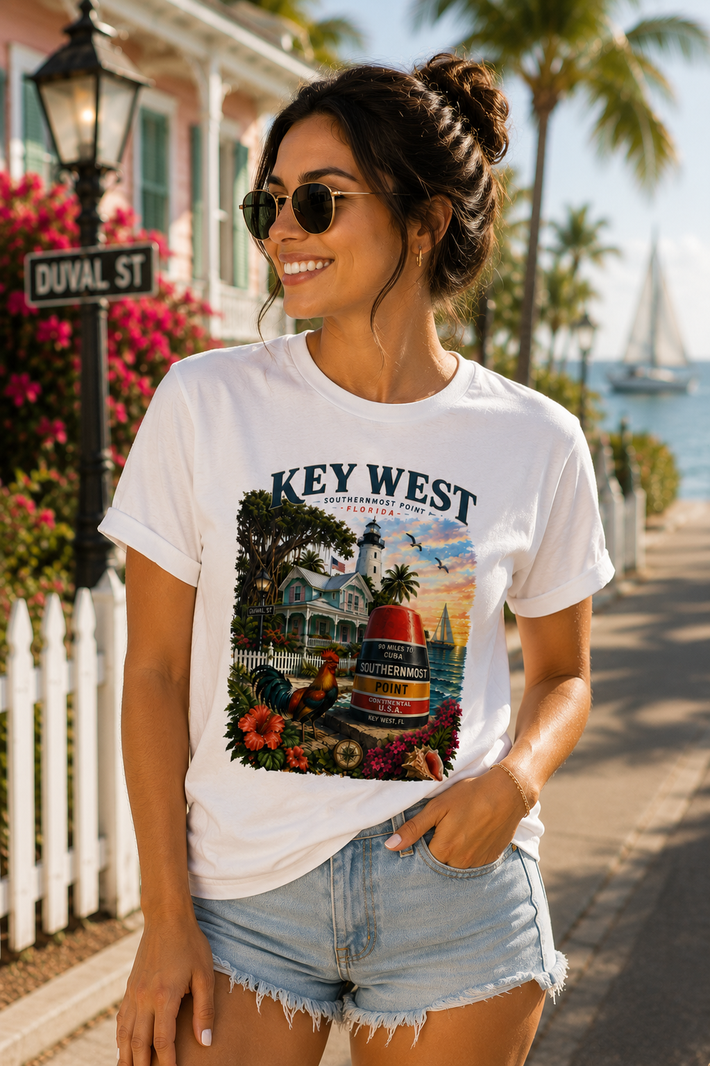 Key West Florida Shirt Southernmost Point Buoy Tee | Key West Lighthouse & Duval Street Graphic Shirt | Florida Keys Vacation Souvenir Gift.