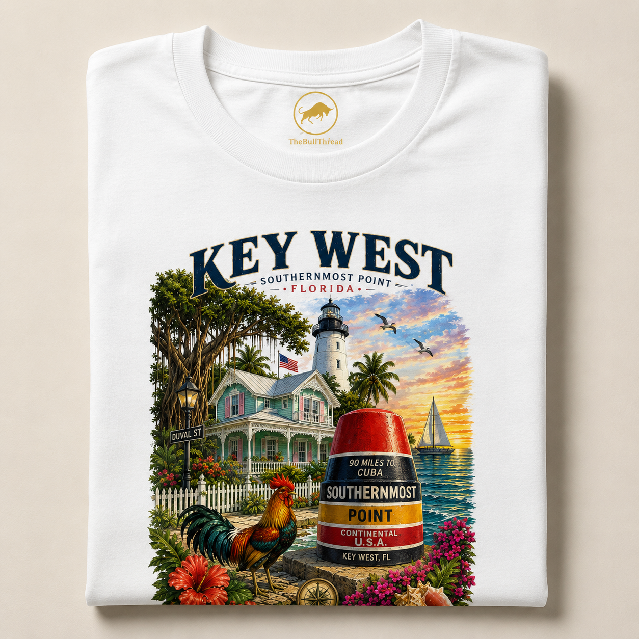 Key West Florida Shirt Southernmost Point Buoy Tee | Key West Lighthouse & Duval Street Graphic Shirt | Florida Keys Vacation Souvenir Gift.