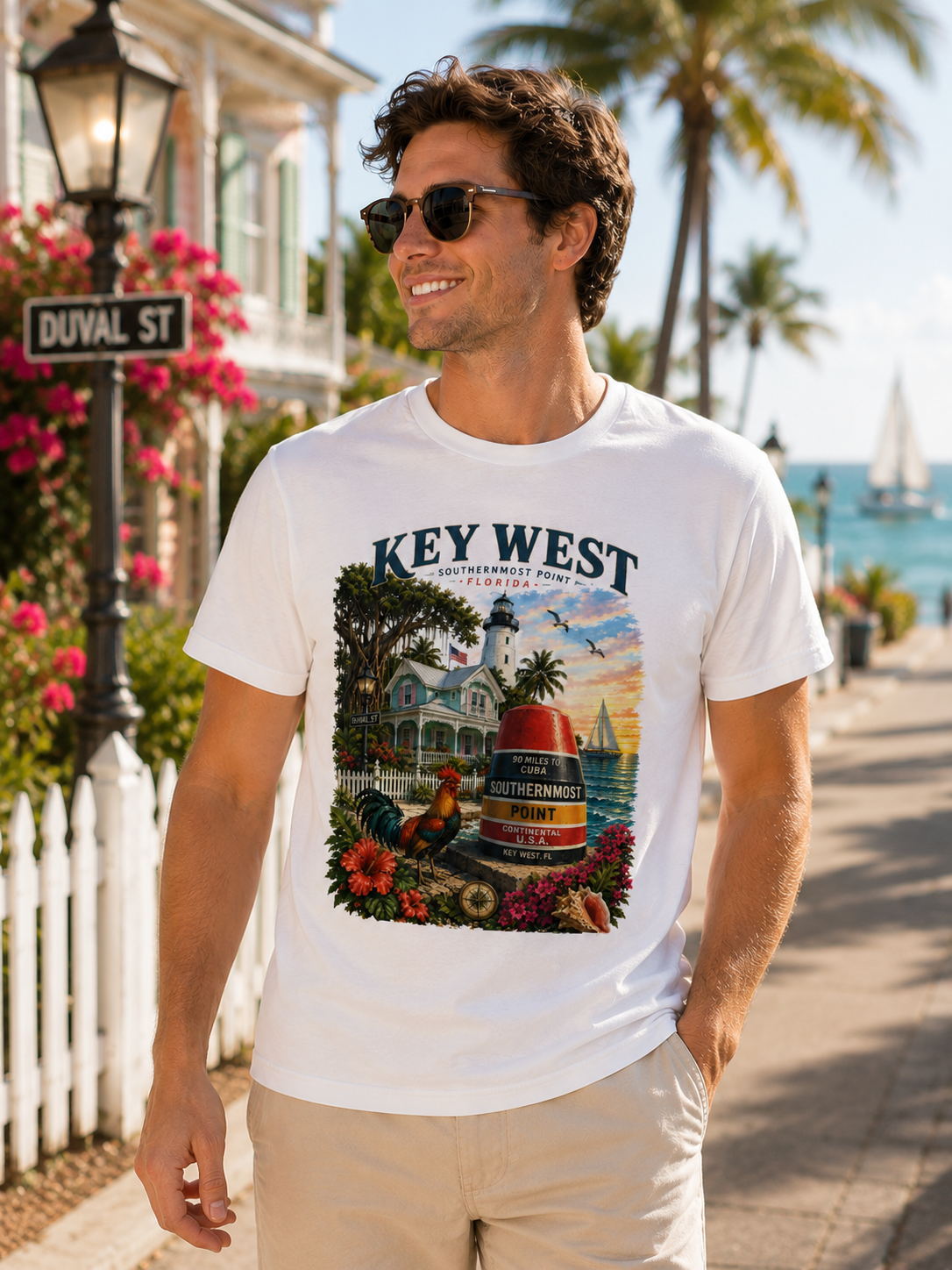 Key West Florida Shirt Southernmost Point Buoy Tee | Key West Lighthouse & Duval Street Graphic Shirt | Florida Keys Vacation Souvenir Gift.