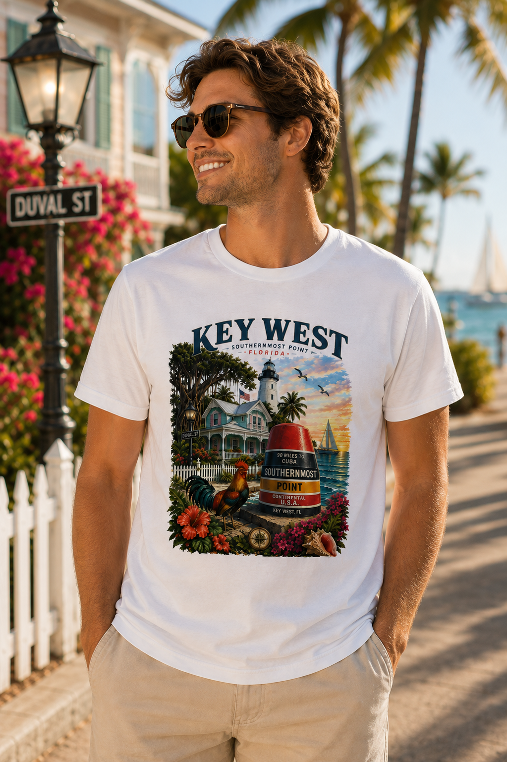 Key West Florida Shirt Southernmost Point Buoy Tee | Key West Lighthouse & Duval Street Graphic Shirt | Florida Keys Vacation Souvenir Gift.