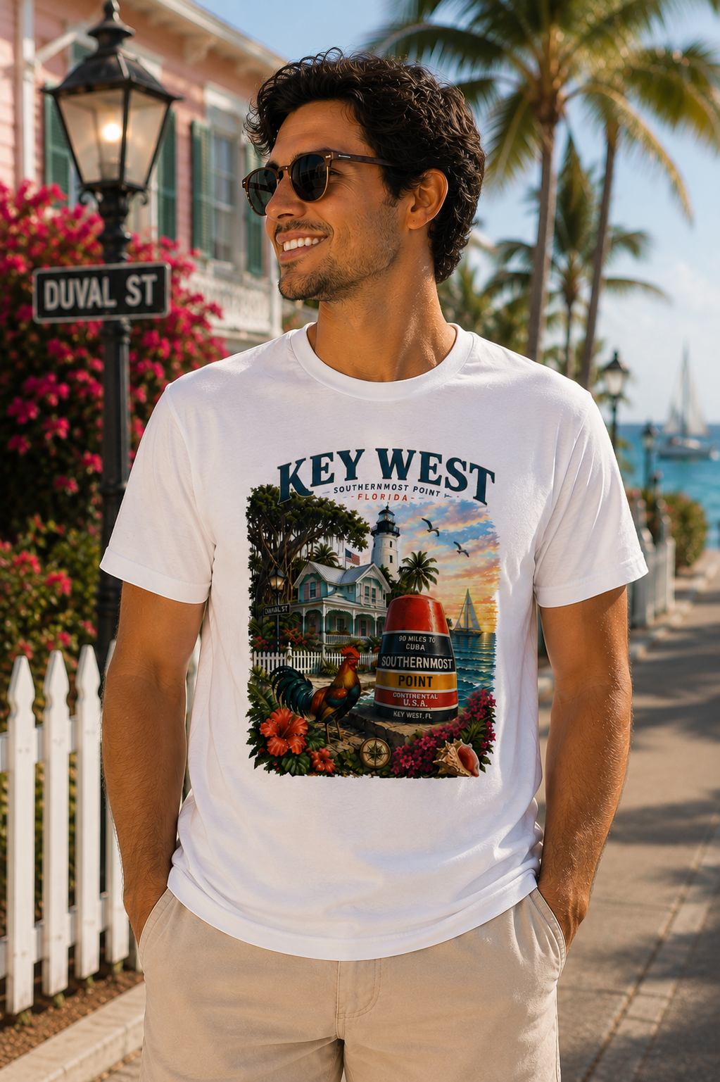 Key West Florida Shirt Southernmost Point Buoy Tee | Key West Lighthouse & Duval Street Graphic Shirt | Florida Keys Vacation Souvenir Gift.