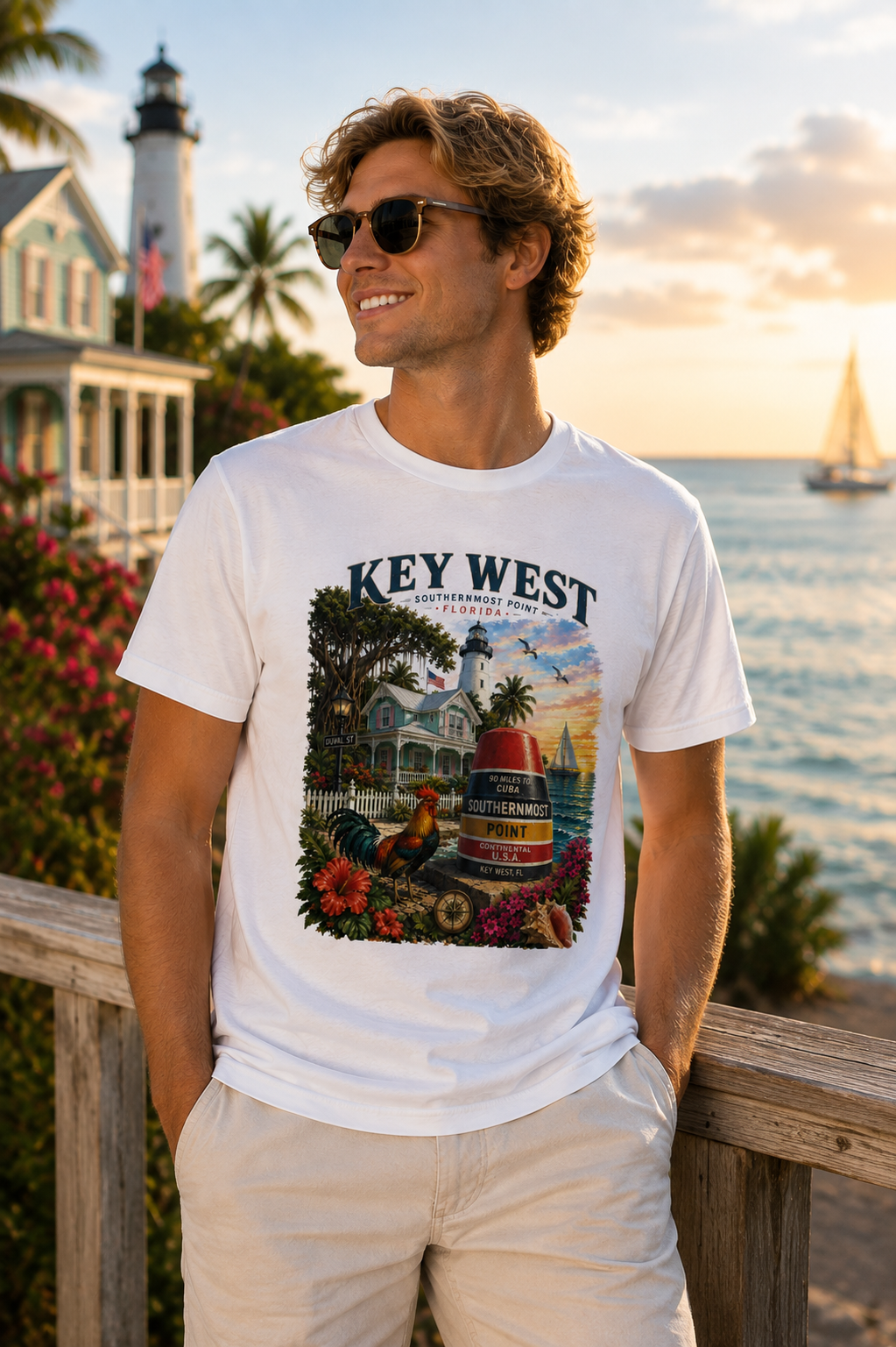Key West Florida Shirt Southernmost Point Buoy Tee | Key West Lighthouse & Duval Street Graphic Shirt | Florida Keys Vacation Souvenir Gift.