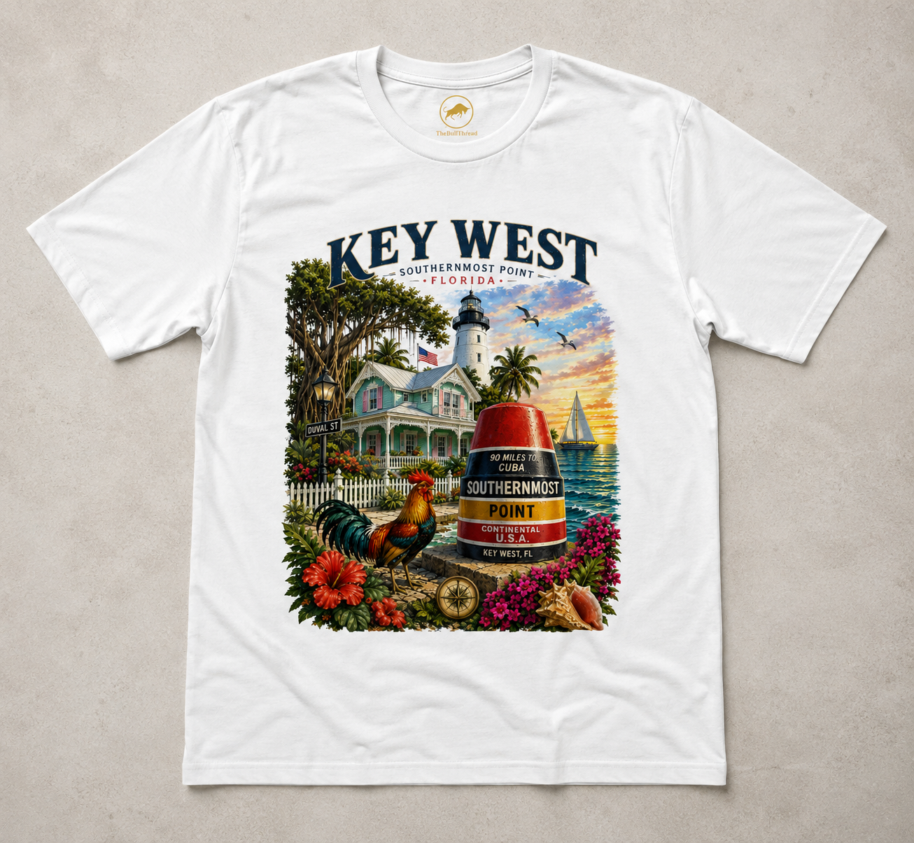 Key West Florida Shirt Southernmost Point Buoy Tee | Key West Lighthouse & Duval Street Graphic Shirt | Florida Keys Vacation Souvenir Gift.