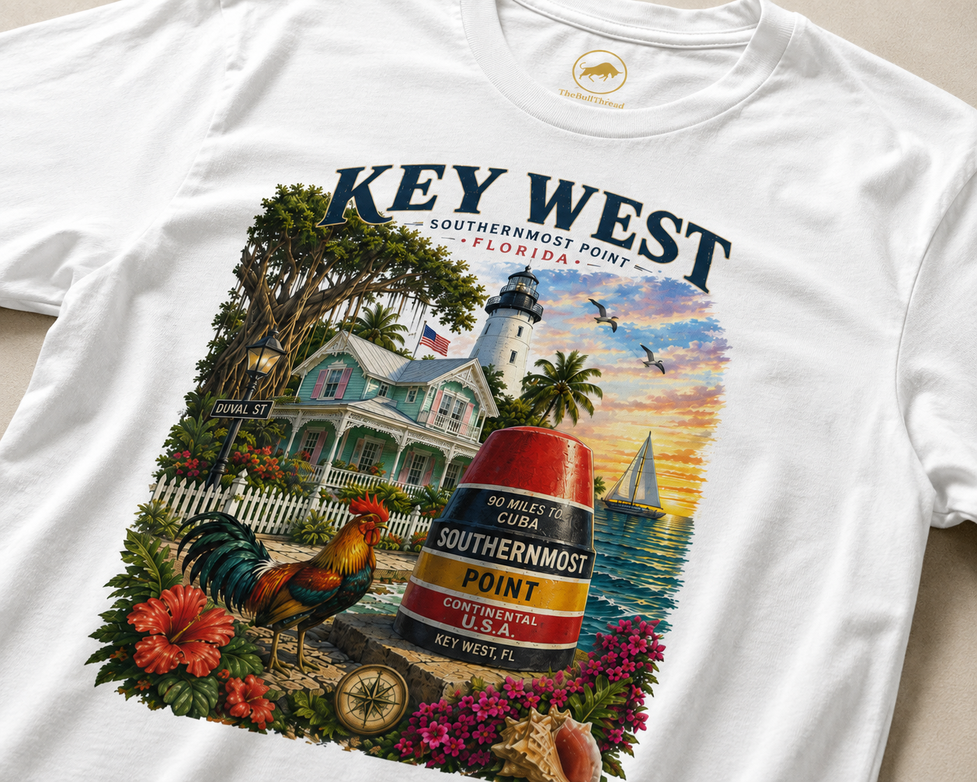 Key West Florida Shirt Southernmost Point Buoy Tee | Key West Lighthouse & Duval Street Graphic Shirt | Florida Keys Vacation Souvenir Gift.