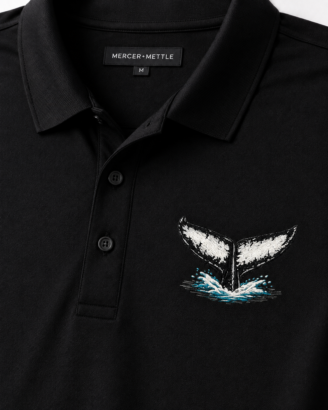 Whale Tail Embroidered Polo Shirt | Premium Ocean Wildlife Performance Golf Polo | Coastal Nautical Whale Lover Gift.