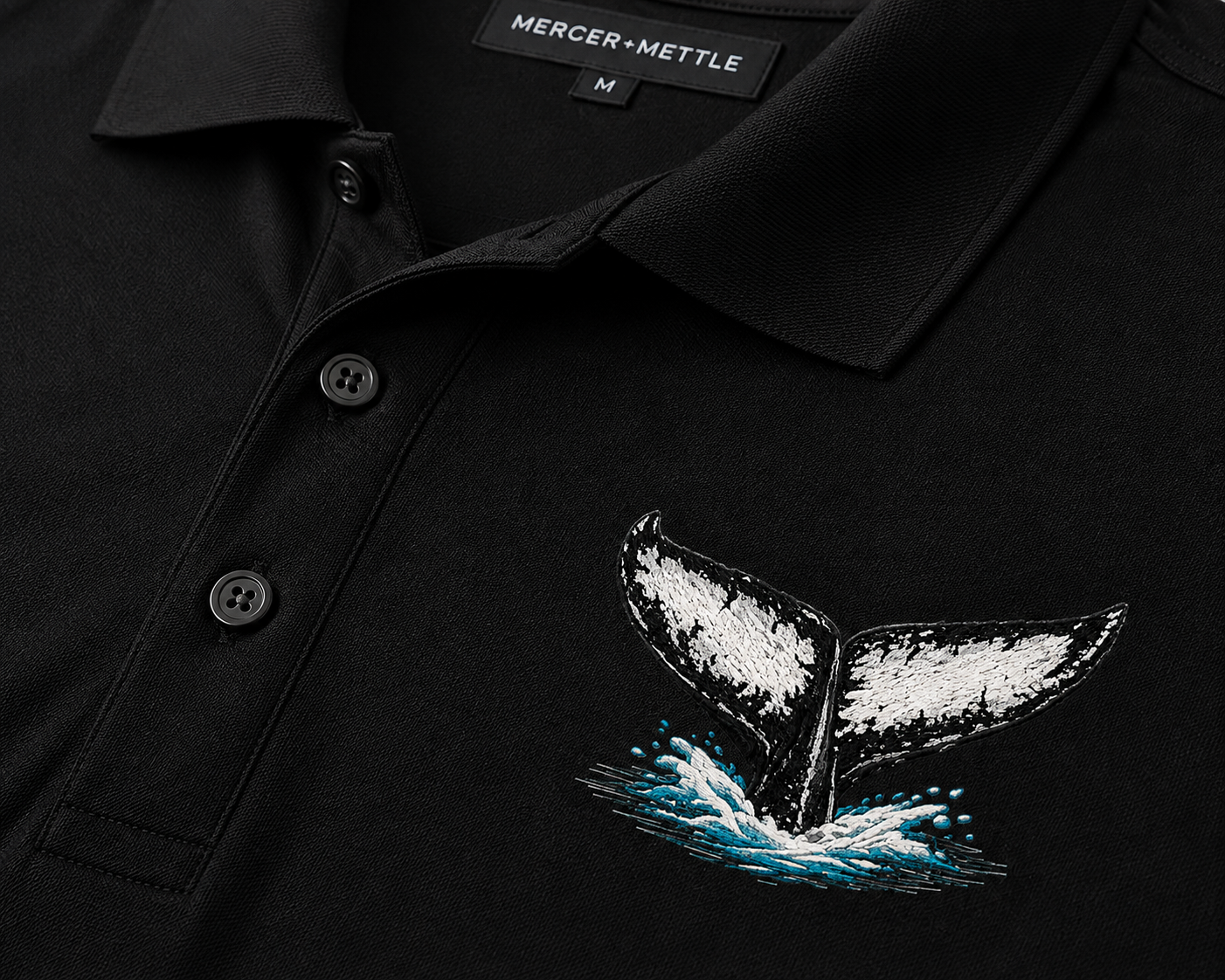 Whale Tail Embroidered Polo Shirt | Premium Ocean Wildlife Performance Golf Polo | Coastal Nautical Whale Lover Gift.