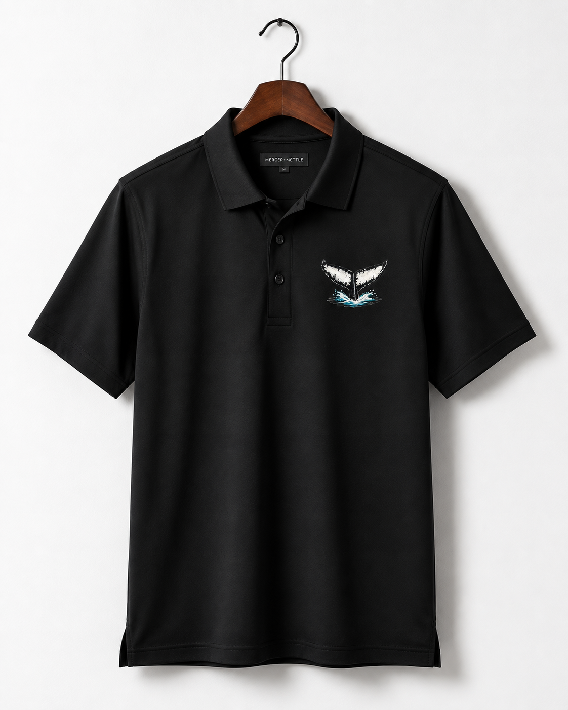 Whale Tail Embroidered Polo Shirt | Premium Ocean Wildlife Performance Golf Polo | Coastal Nautical Whale Lover Gift.