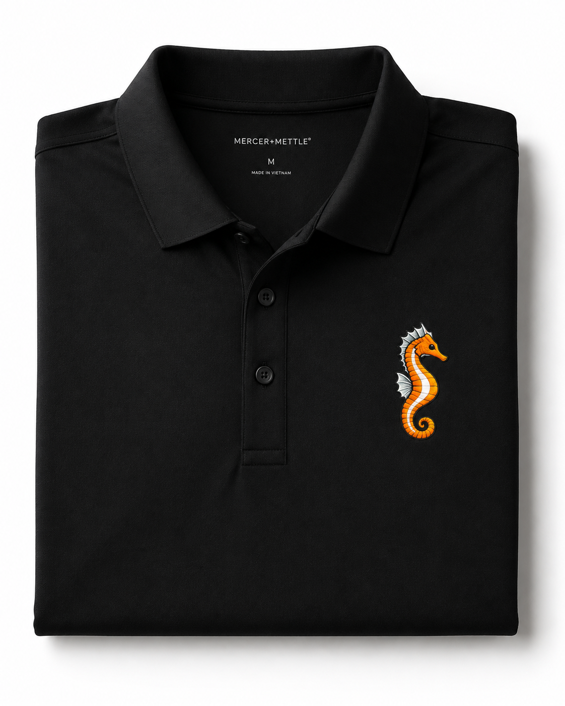 Embroidered Seahorse Polo Shirt Premium Coastal Ocean Polo, Orange Seahorse Marine Life Shirt, Florida Beach & Boating Gift.
