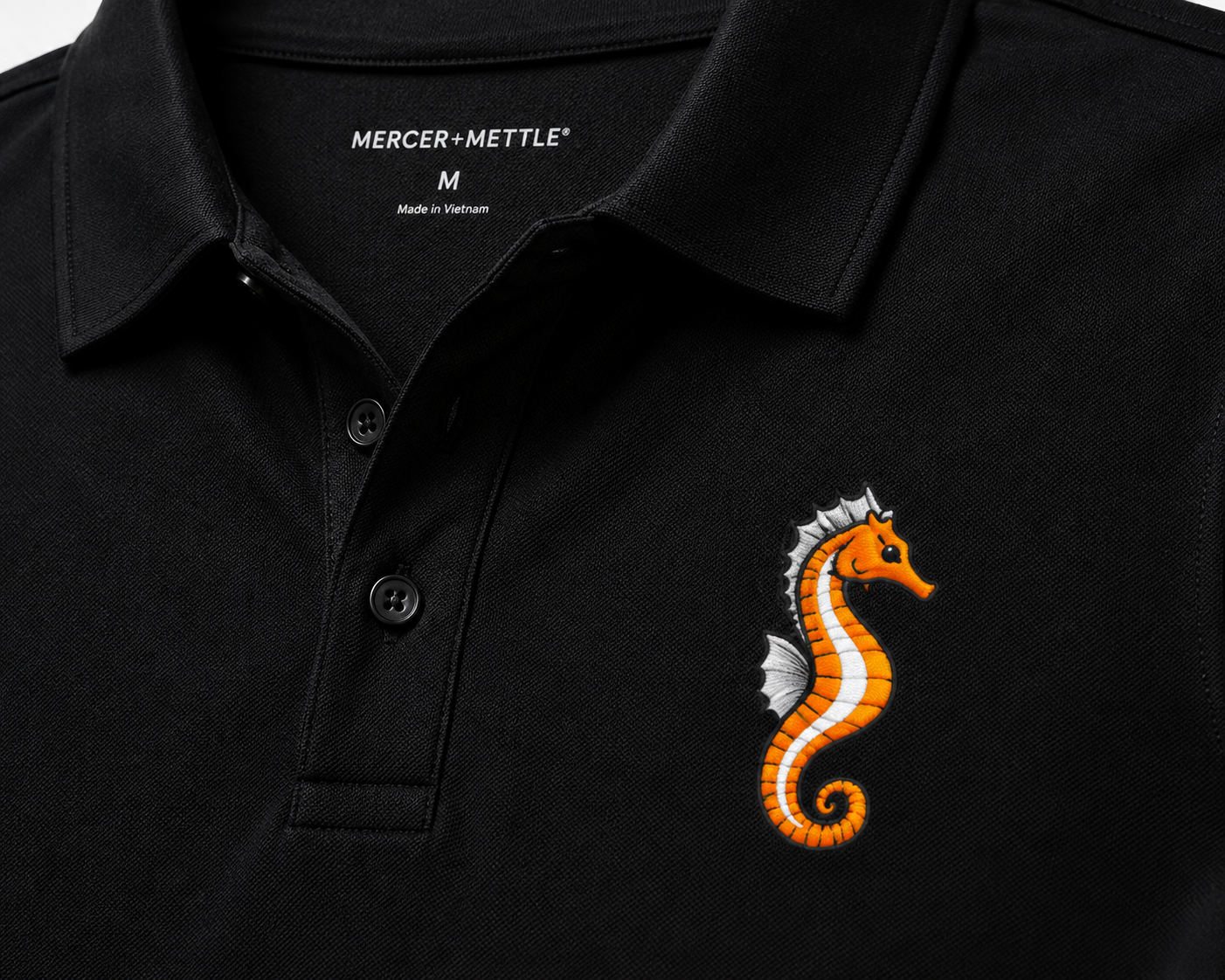 Embroidered Seahorse Polo Shirt Premium Coastal Ocean Polo, Orange Seahorse Marine Life Shirt, Florida Beach & Boating Gift.